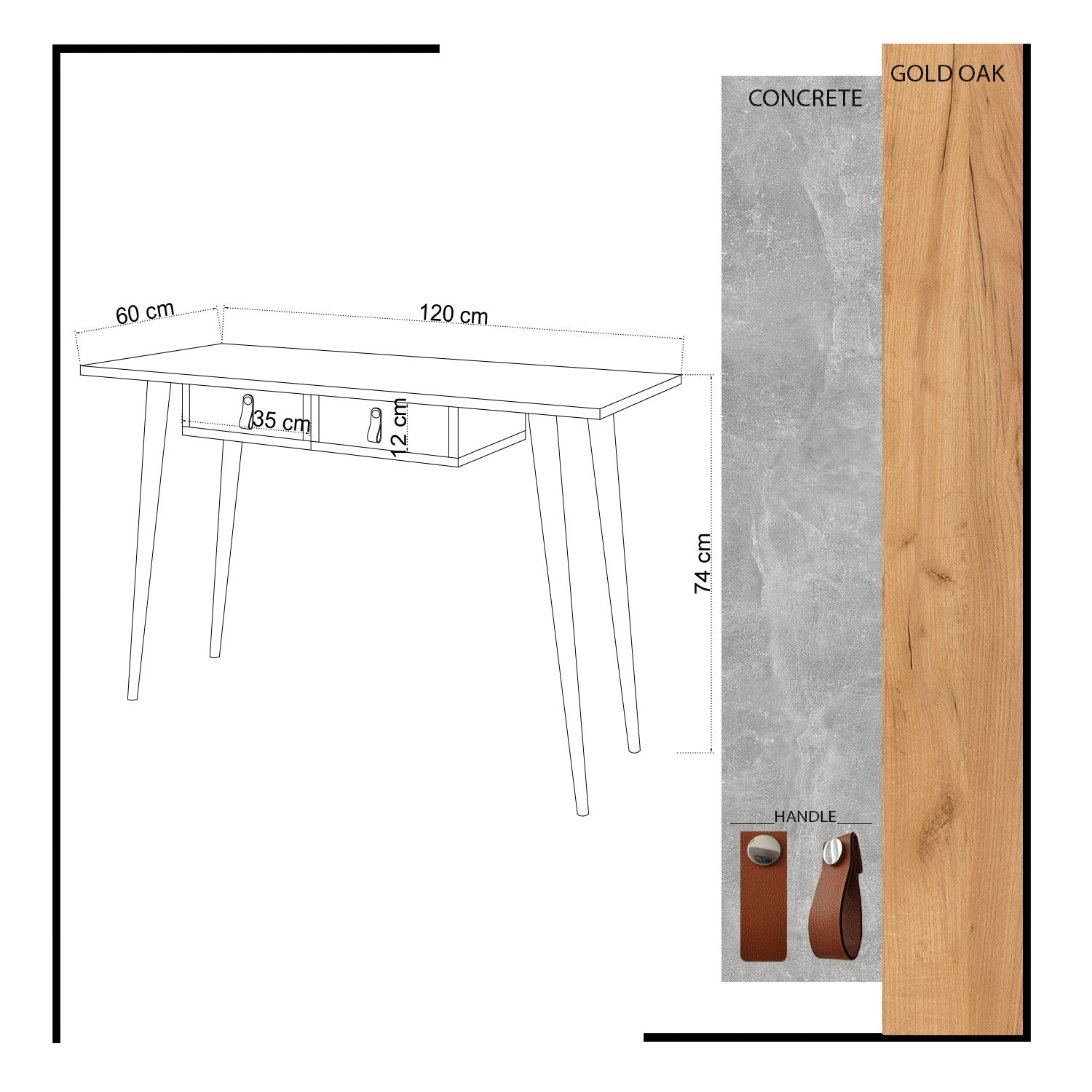 Secretária de Estudo – 120 cm x 74 cm x 60 cm – Carvalho e Branco – Painéis de partículas revestidos a melamina