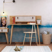 Secretária de Estudo – 120 cm x 107 cm x 60 cm – Carvalho e Branco – Painéis de Partículas