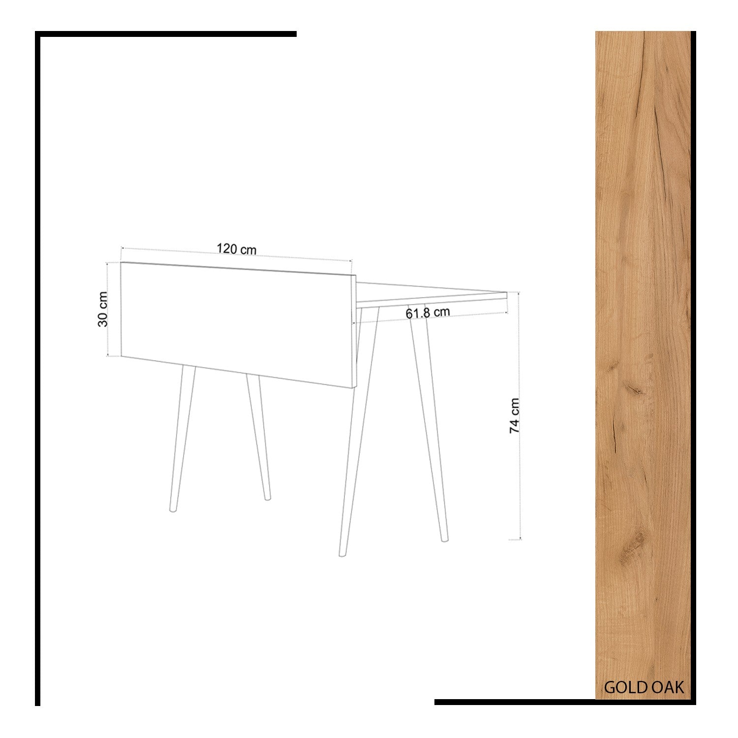 Secretária de Estudo – 120cm x 74cm x 61,8cm – Carvalho – Painel de partículas