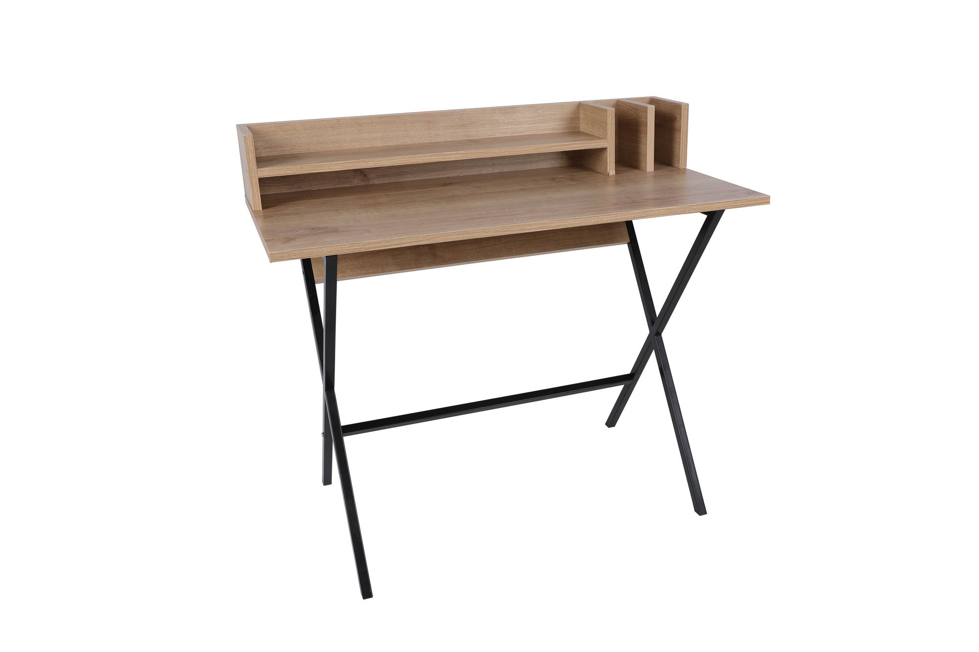 Secretária de Estudo – 100 cm x 50 cm x 89 cm – Carvalho e Preto – Painel de partículas