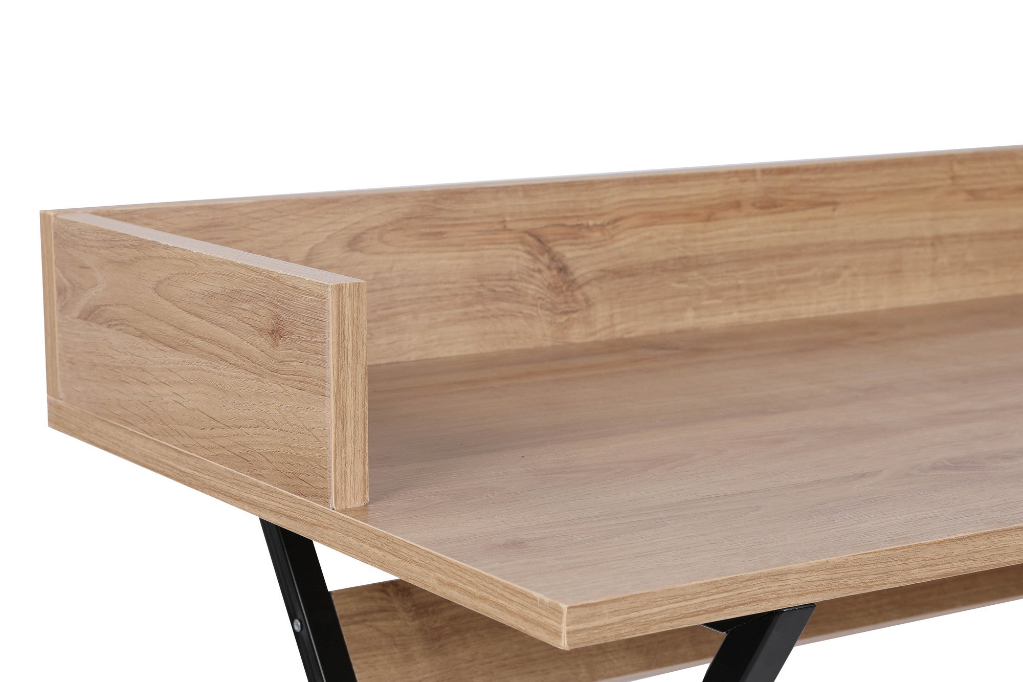 Secretária de Estudo – 100cm x 50cm x 89cm – Carvalho e Preto – Painéis de partículas e metal