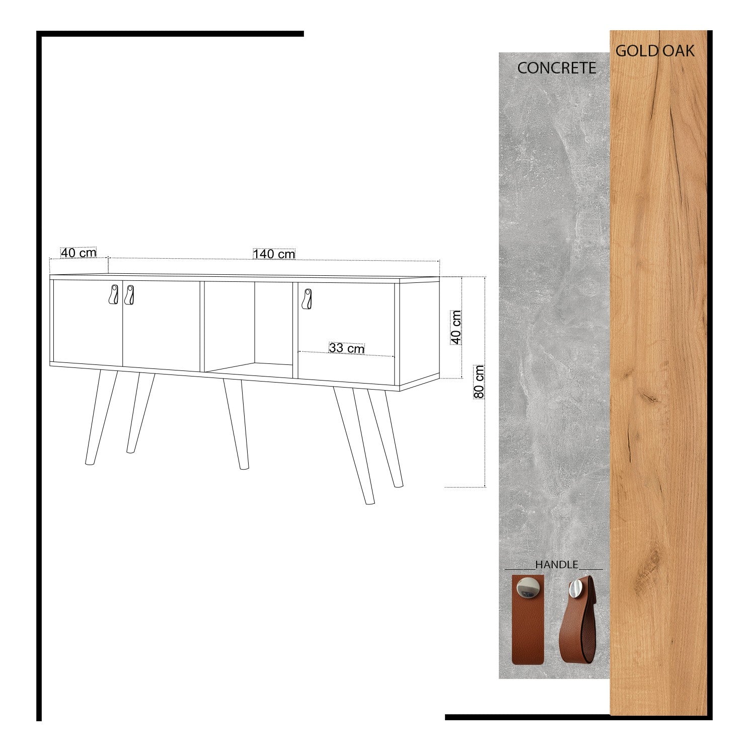 Aparador – 140 cm x 80 cm x 40 cm – Carvalho e Branco – Painéis de partículas