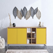 Aparador – 140 cm x 94 cm – Carvalho e amarelo – Painel de partículas revestido a melamina
