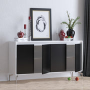 Aparador – 140 cm x 94 cm x 40 cm – Preto e Branco – Painel de Partículas