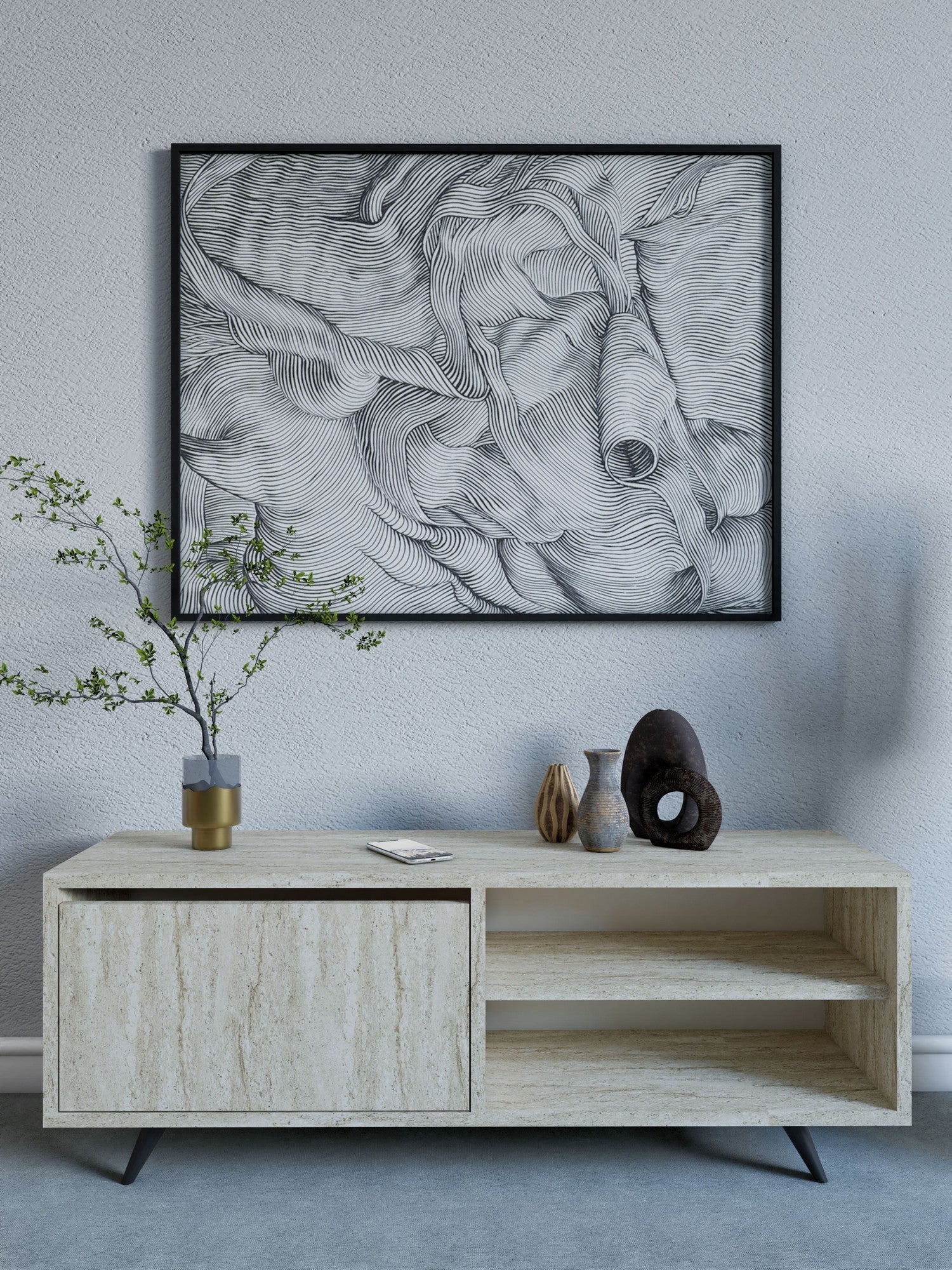 Móvel de TV – 120cm – Travertino – Painéis de partículas revestidos a melamina