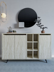 Aparador em mármore – 140cm x 86cm x 40cm – Travertino – Painel de partículas revestido a melamina