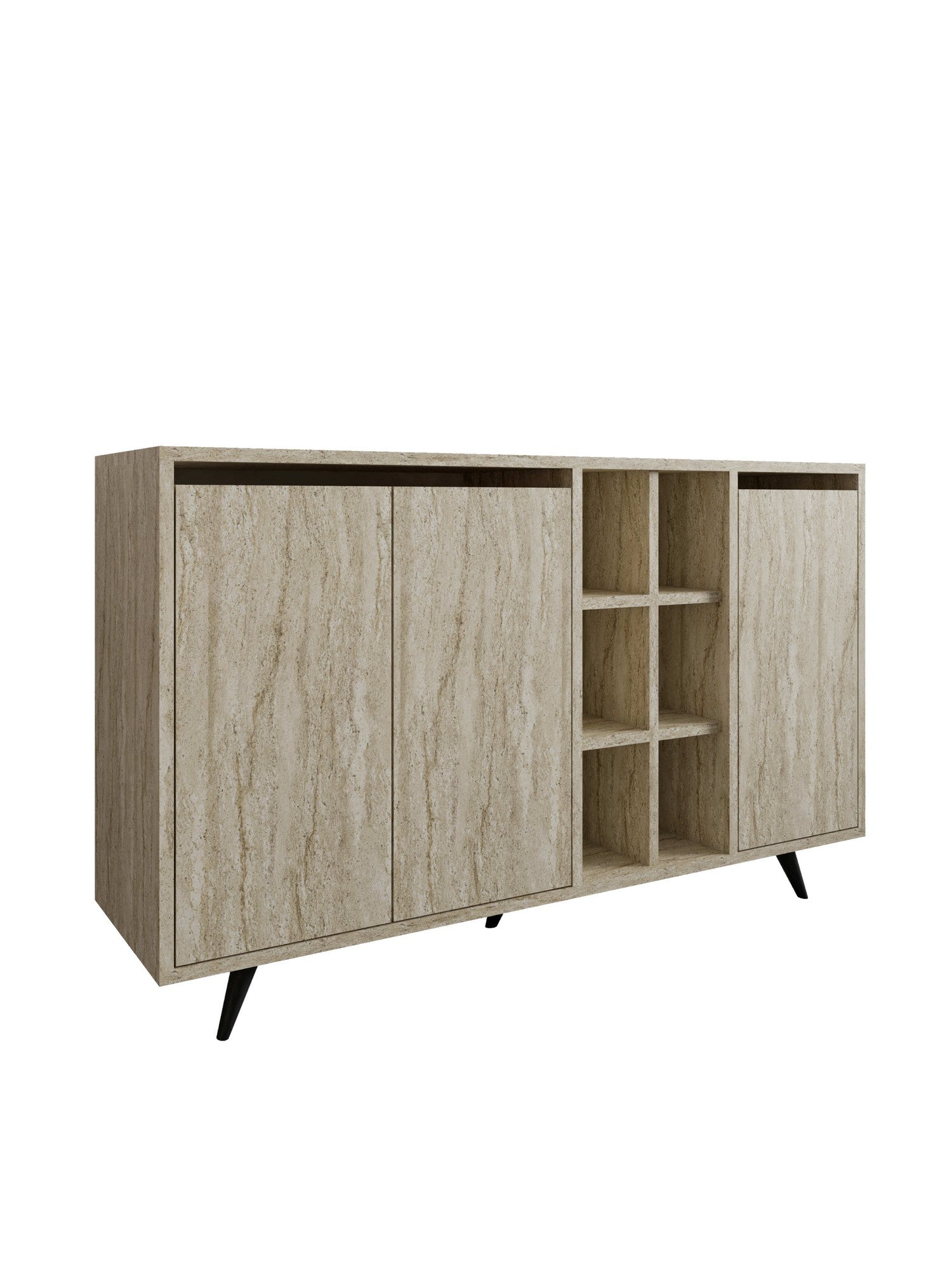 Aparador em mármore – 140cm x 86cm x 40cm – Travertino – Painel de partículas revestido a melamina