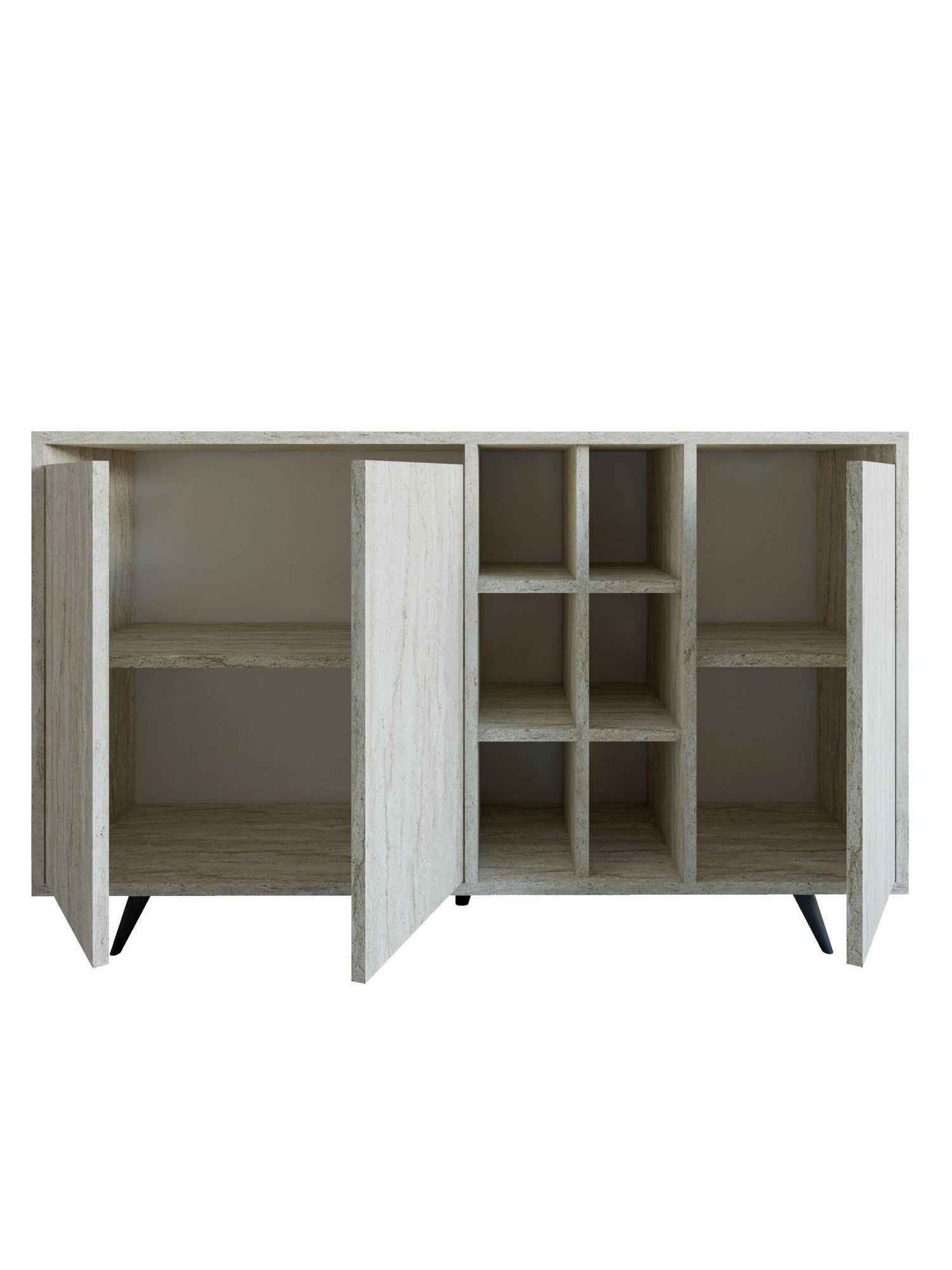 Aparador em mármore – 140cm x 86cm x 40cm – Travertino – Painel de partículas revestido a melamina