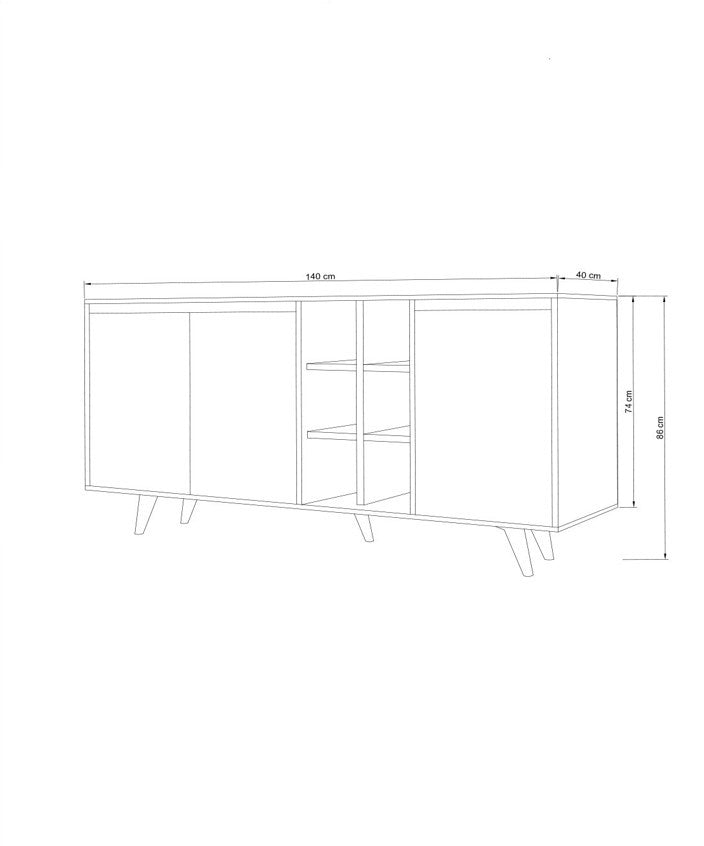 Aparador em mármore – 140cm x 86cm x 40cm – Travertino – Painel de partículas revestido a melamina