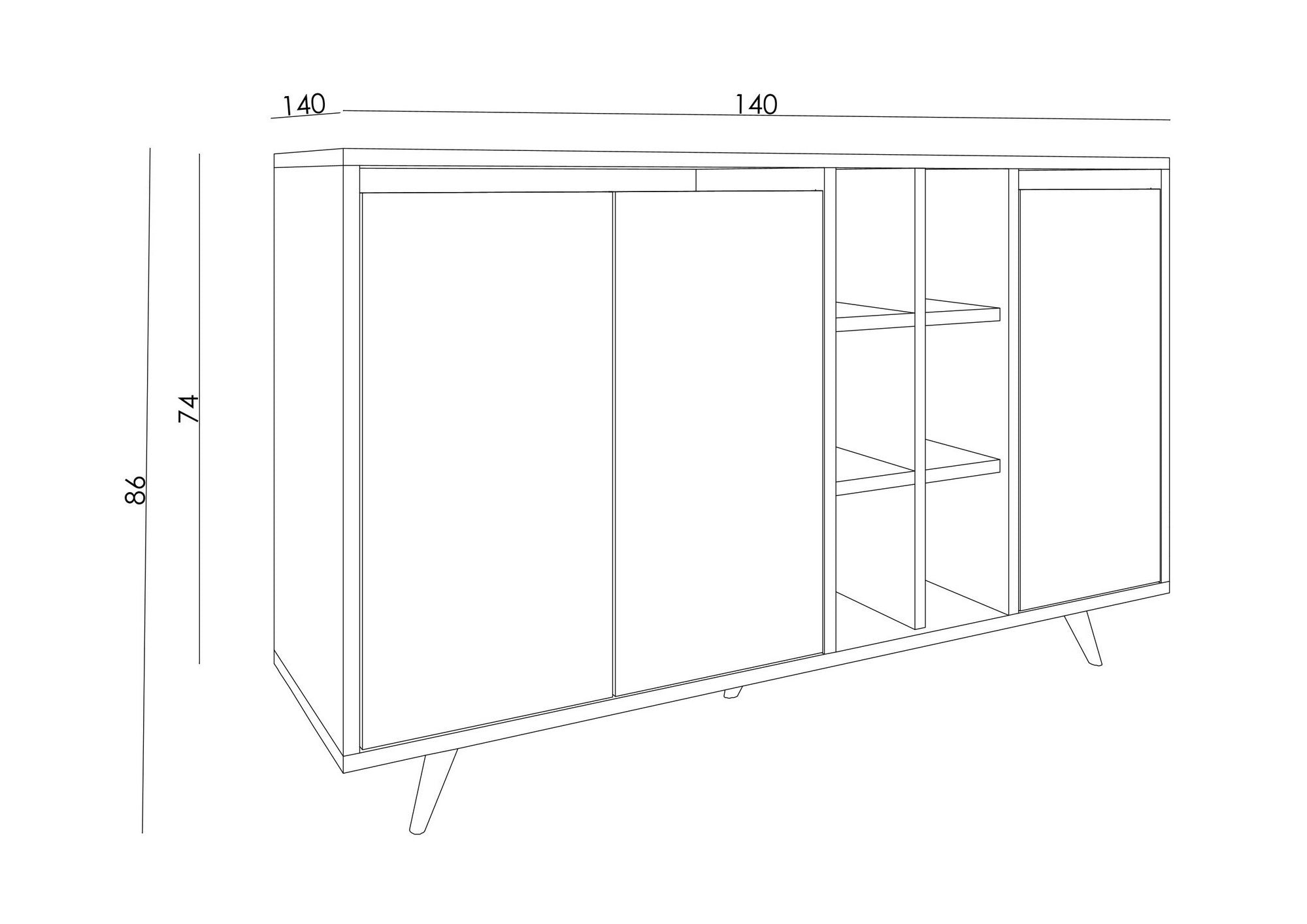 Aparador – 140cm x 86cm x 40cm – Mármore de Éfeso – Painel de partículas revestido a melamina