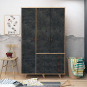 Guarda-roupa de madeira – 120 cm x 187 cm x 52 cm – Carvalho e Cinza Escuro – Melamina