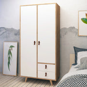 Guarda-roupa moderno – 100 cm x 190 cm x 52 cm – Carvalho e branco – Melamina