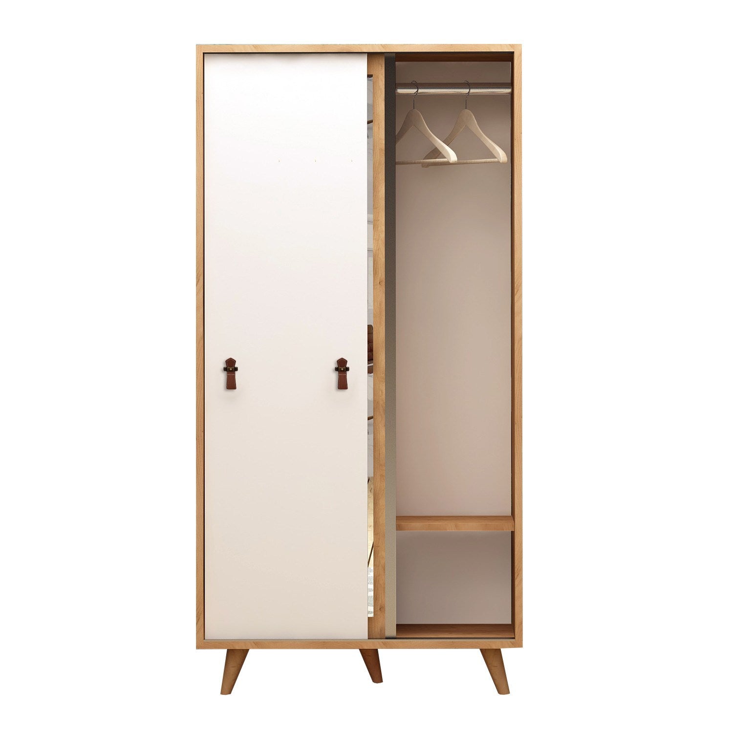 Guarda-roupa – 100 cm × 190 cm × 60 cm – Carvalho e Branco – Painel de Partículas