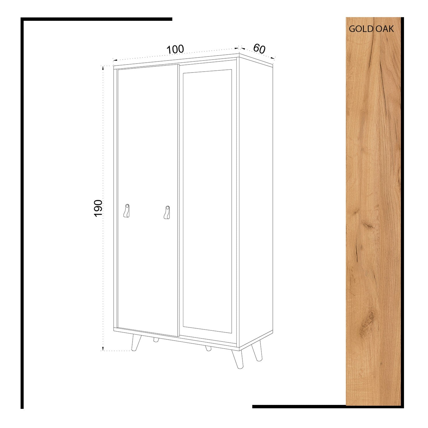 Guarda-roupa – 100 cm × 190 cm × 60 cm – Carvalho e Branco – Painel de Partículas