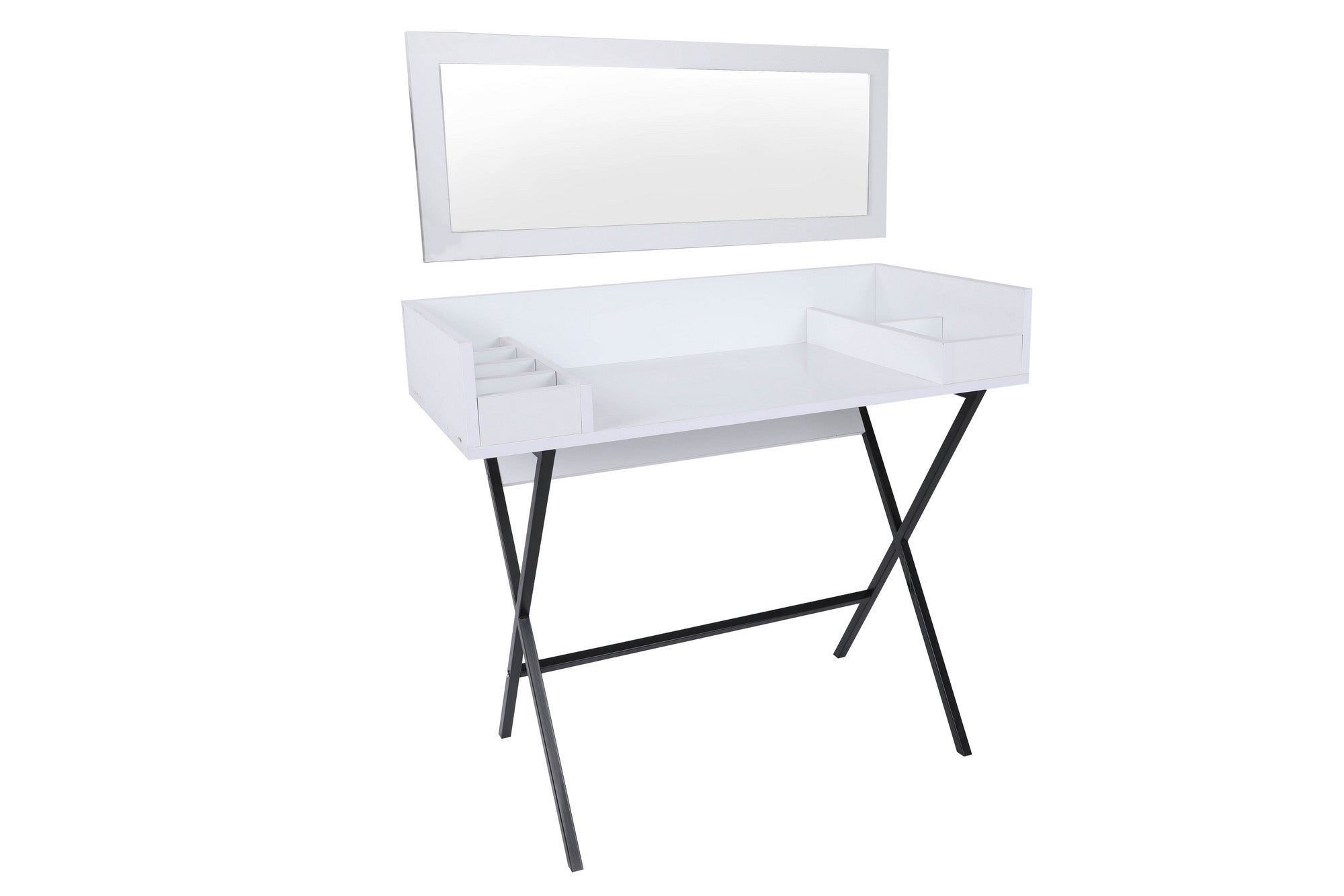 Toucador – 100 cm x 50 cm x 89 cm – Branco e Preto – Painel de partículas revestido a melamina