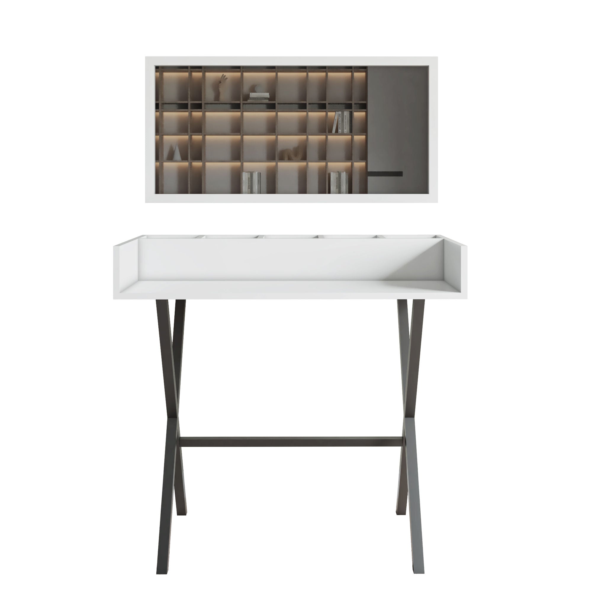 Toucador – 100cm x 91cm x 50cm – Branco e Preto – Painéis de Partículas revestidos a Melamina