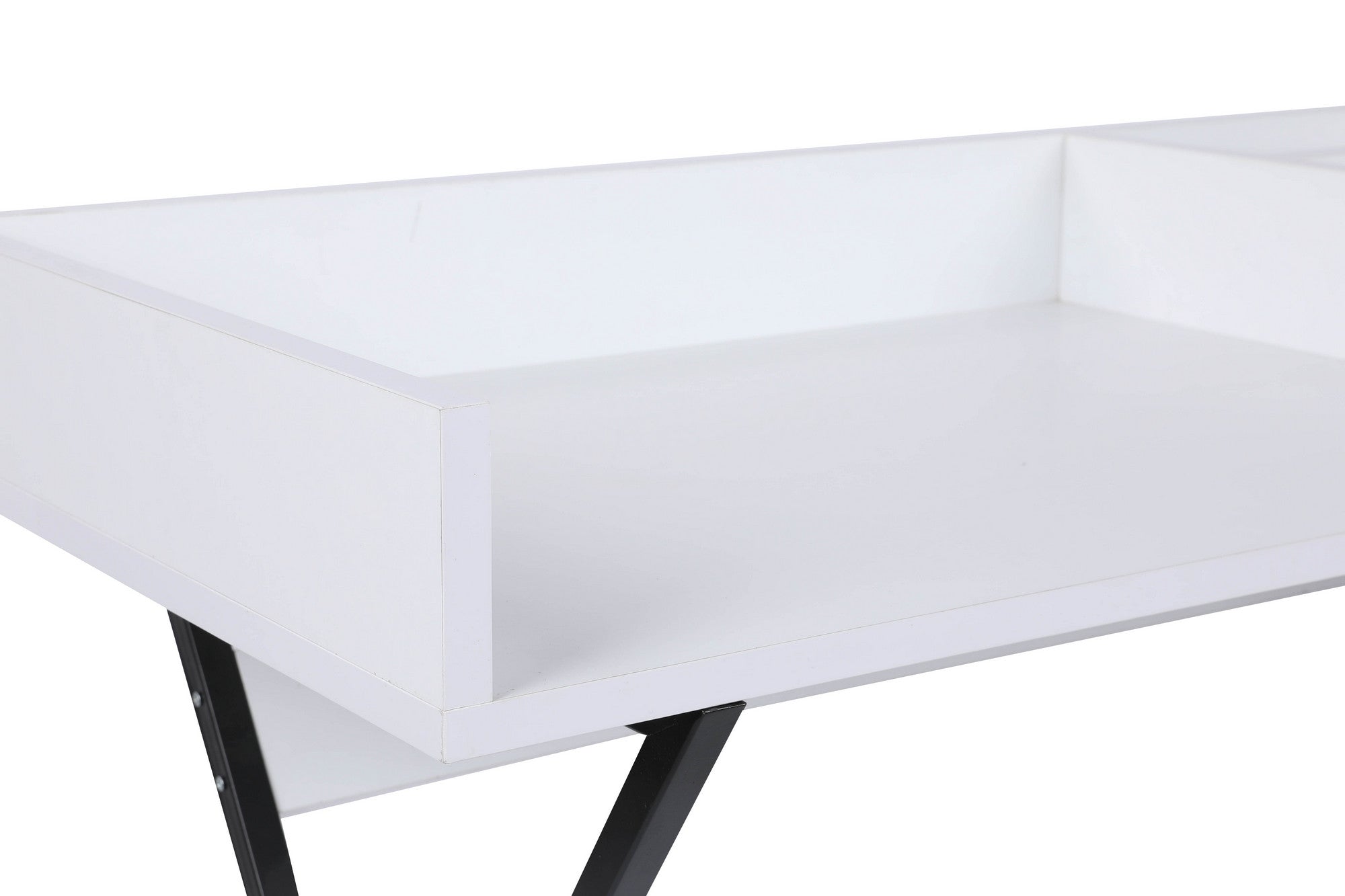 Toucador – 100cm x 50cm x 89cm – Branco e Preto – Painel de partículas com revestimento a melamina e pernas metálicas