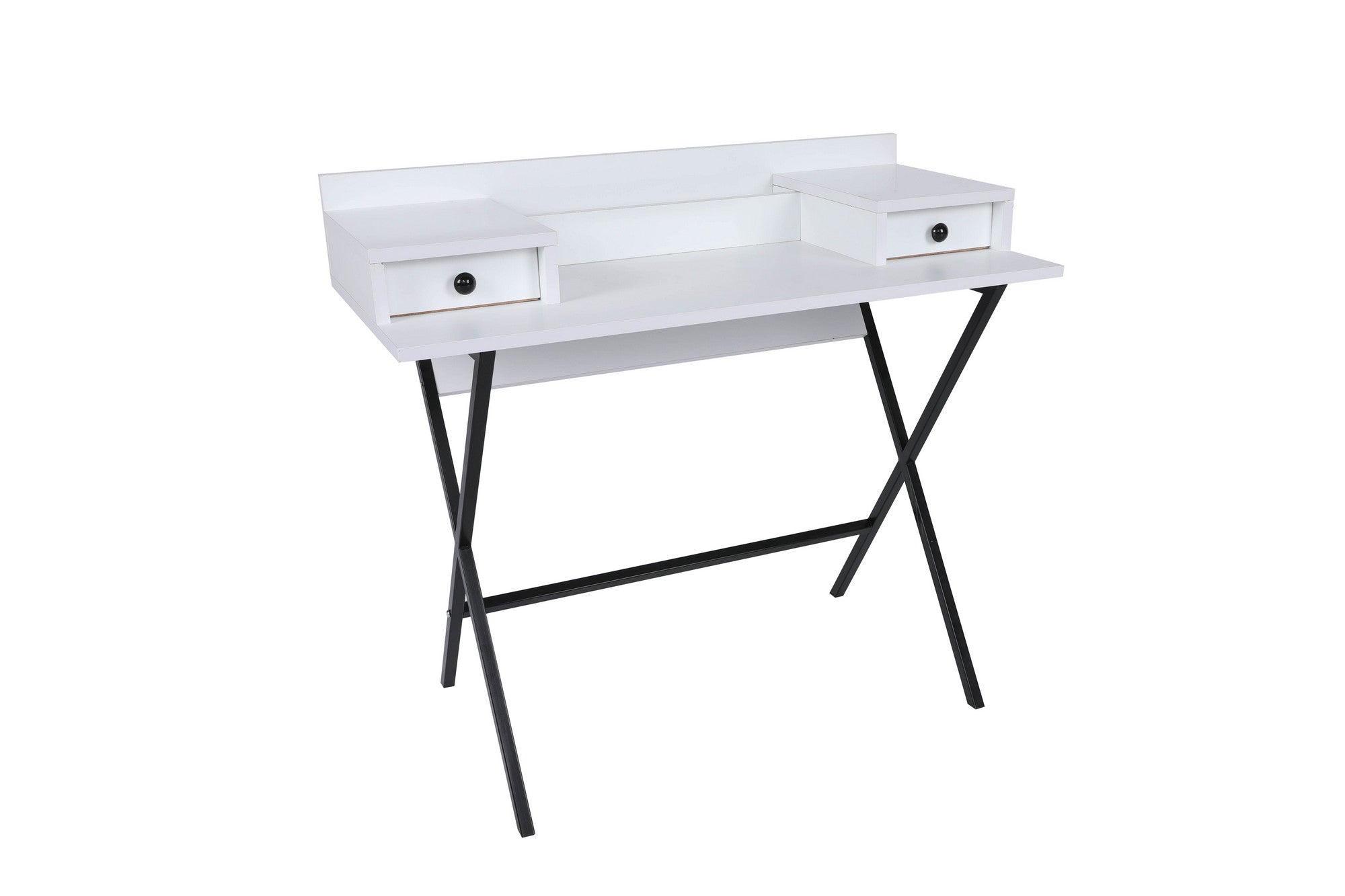 Toucador – 100cm x 50cm x 89cm – Branco e Preto – Painel de Partículas Revestido a Melamina