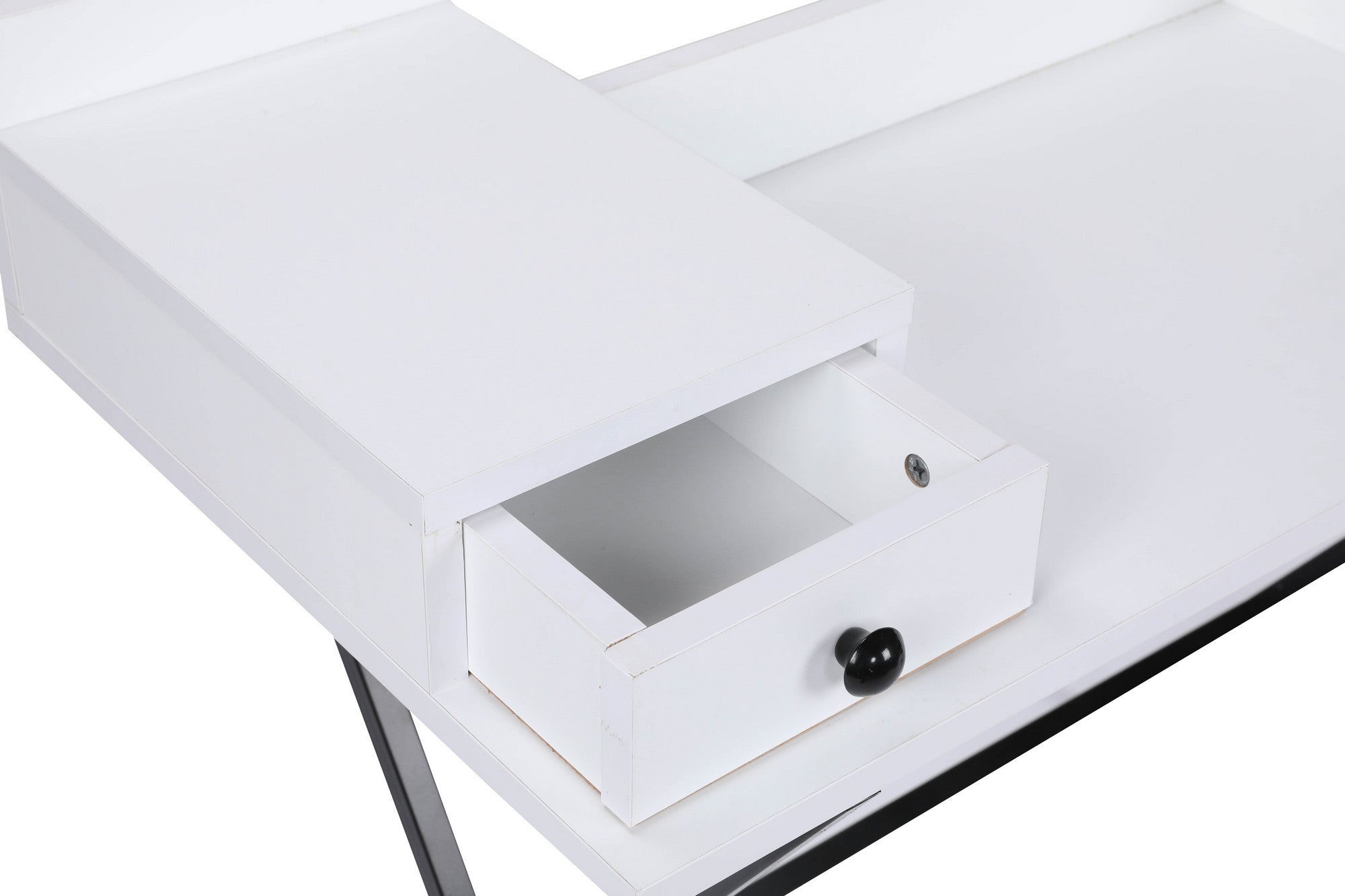 Toucador – 100cm x 50cm x 89cm – Branco e Preto – Painel de Partículas Revestido a Melamina
