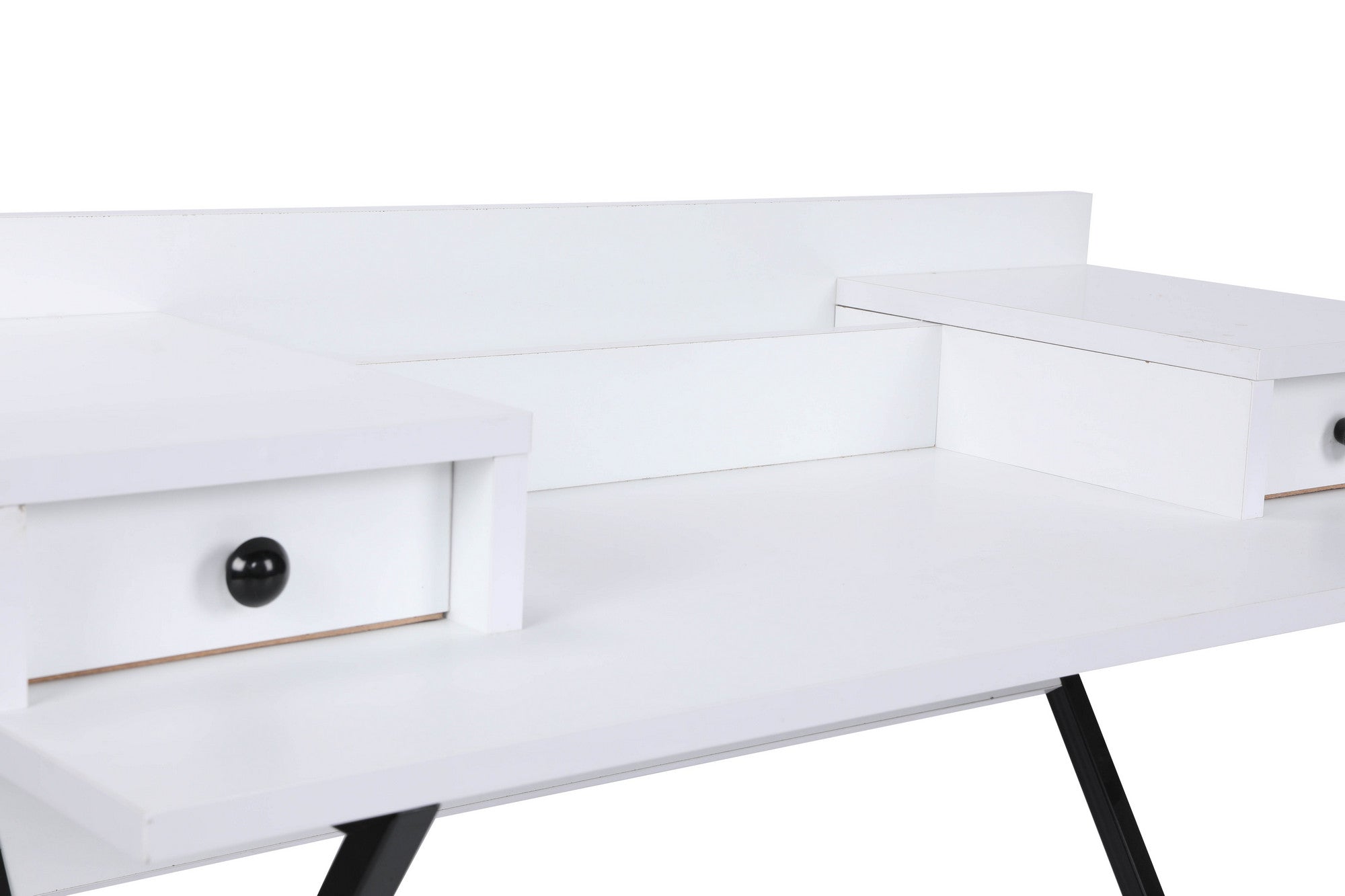 Toucador – 100cm x 50cm x 89cm – Branco e Preto – Painel de Partículas Revestido a Melamina