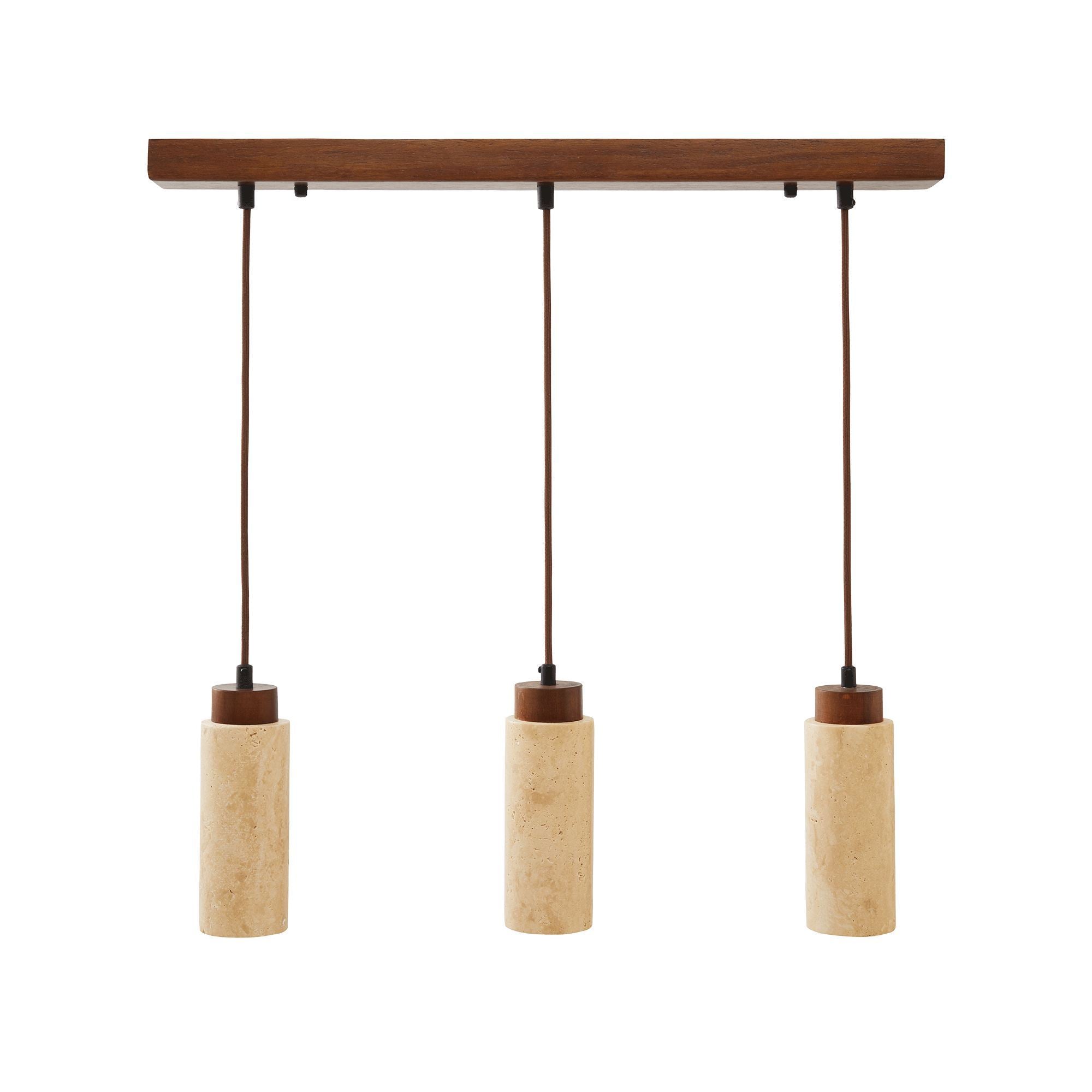Candeeiro de Teto – 30-160 cm – Bege e Noz – Metal e Folha de Madeira