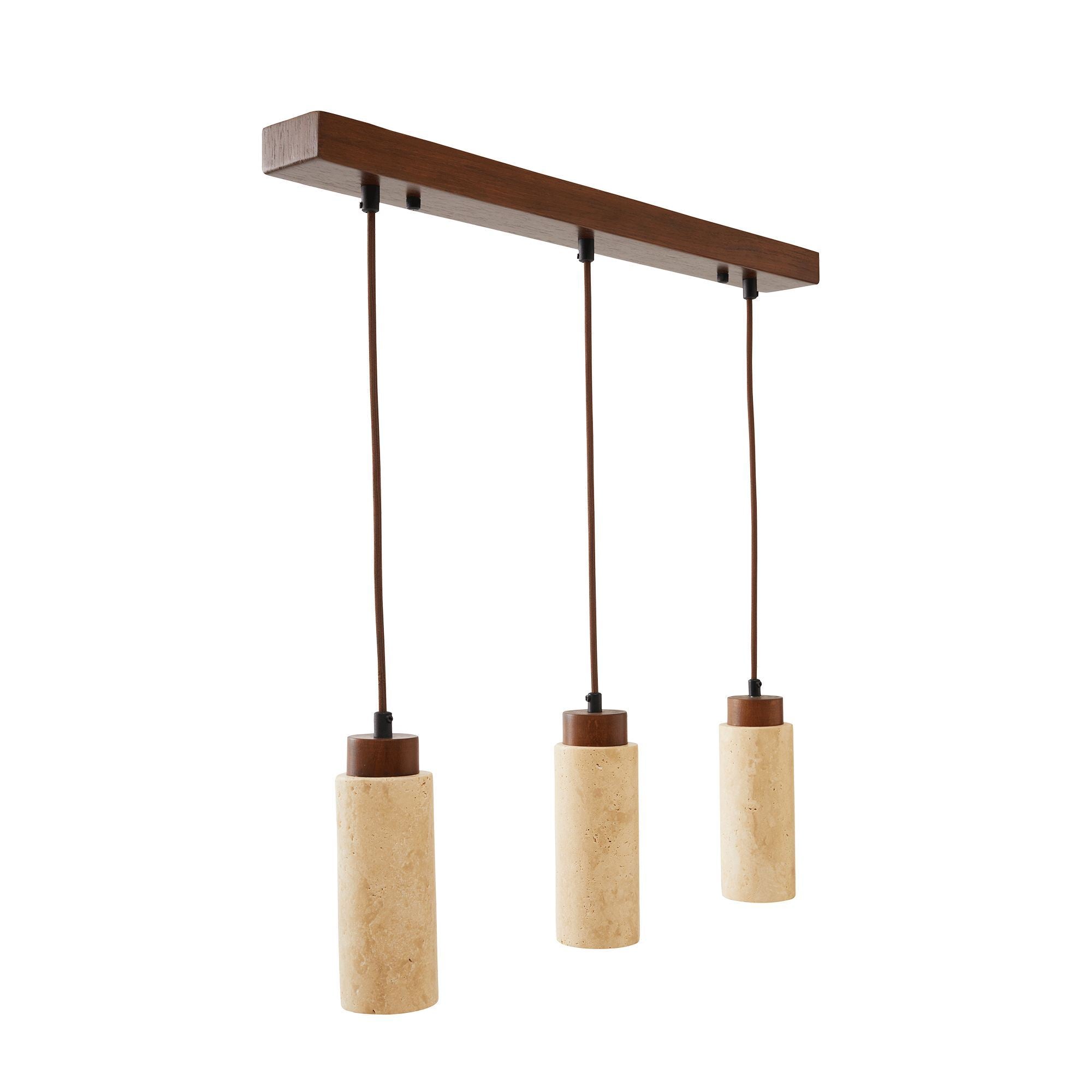Candeeiro de Teto – 30-160 cm – Bege e Noz – Metal e Folha de Madeira