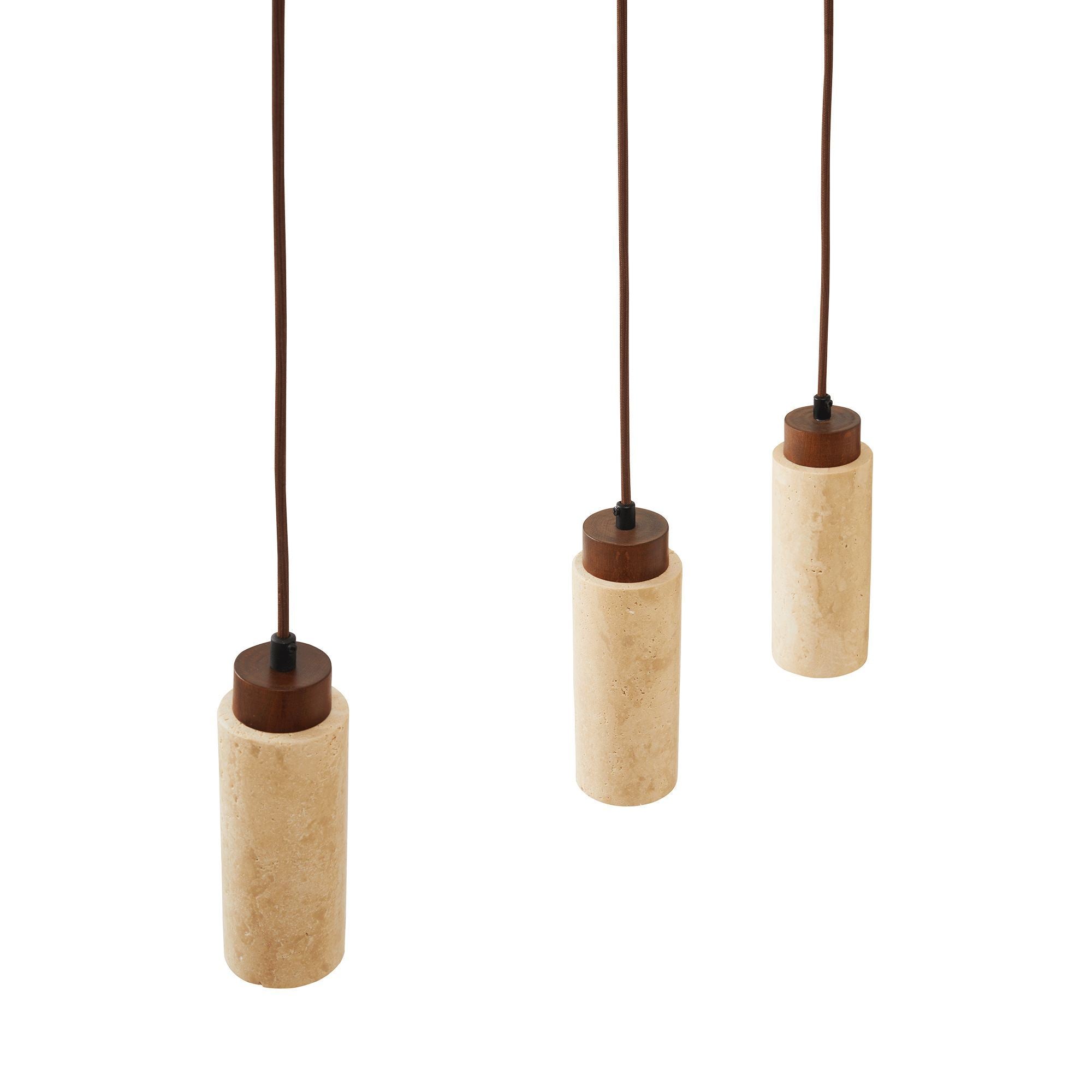 Candeeiro de Teto – 30-160 cm – Bege e Noz – Metal e Folha de Madeira