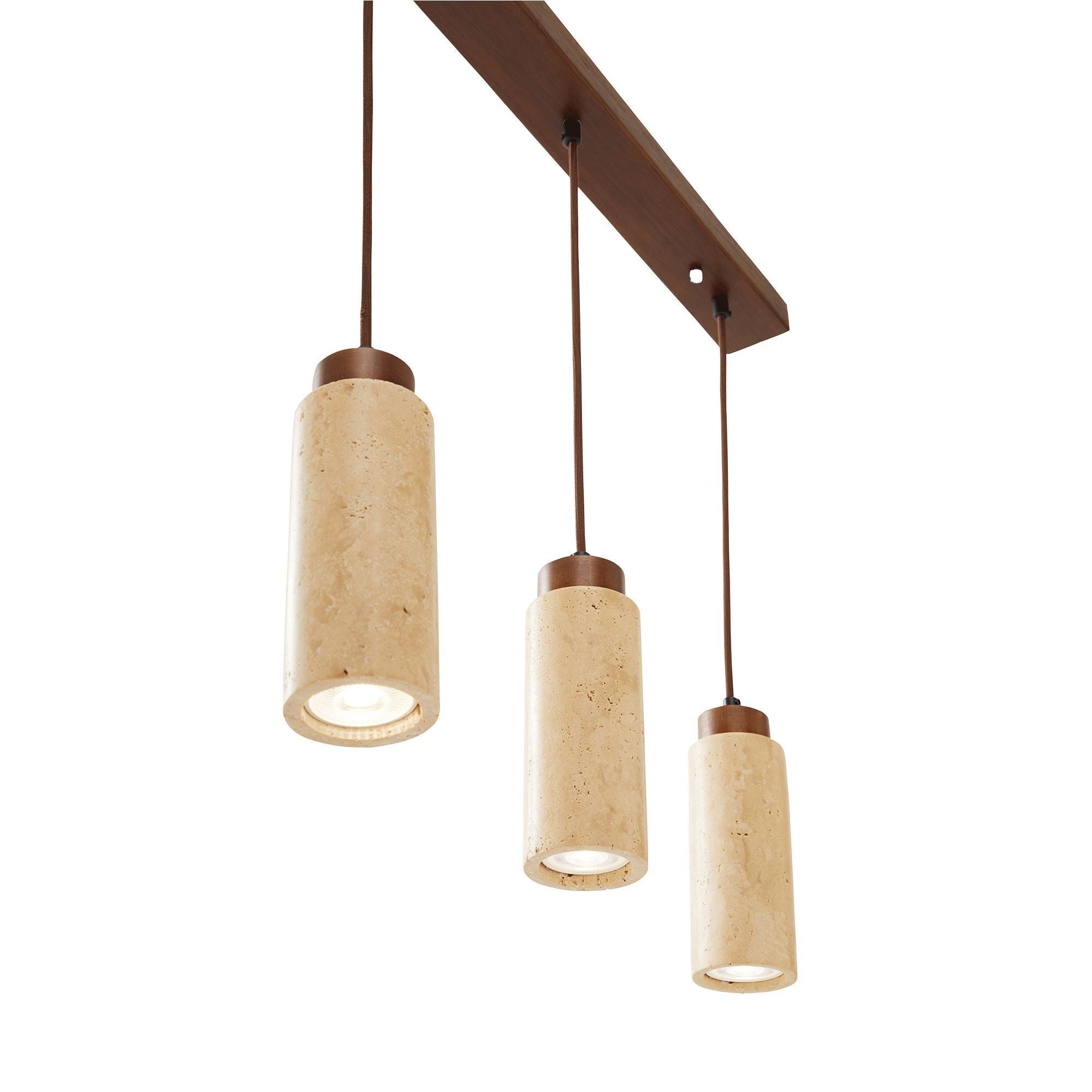 Candeeiro de Teto – 30-160 cm – Bege e Noz – Metal e Folha de Madeira