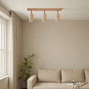 Candeeiro de Teto – 22 cm – Bege e Carvalho – Folheado de Madeira e Metal