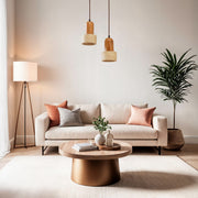 Candeeiro de Teto – 24 - 154 cm – Bege e Carvalho – Folha de Madeira e Metal