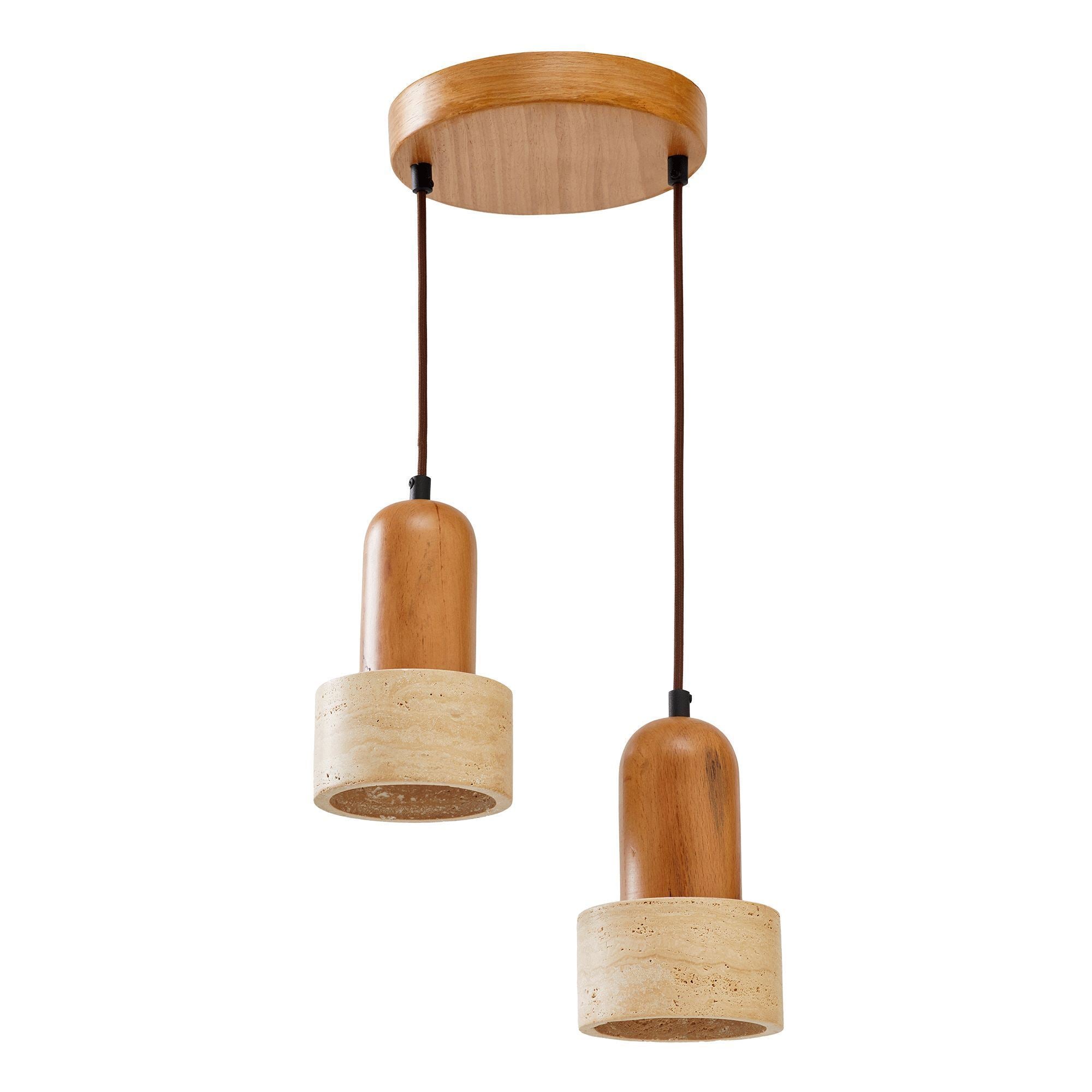 Candeeiro de Teto – 24 - 154 cm – Bege e Carvalho – Folha de Madeira e Metal