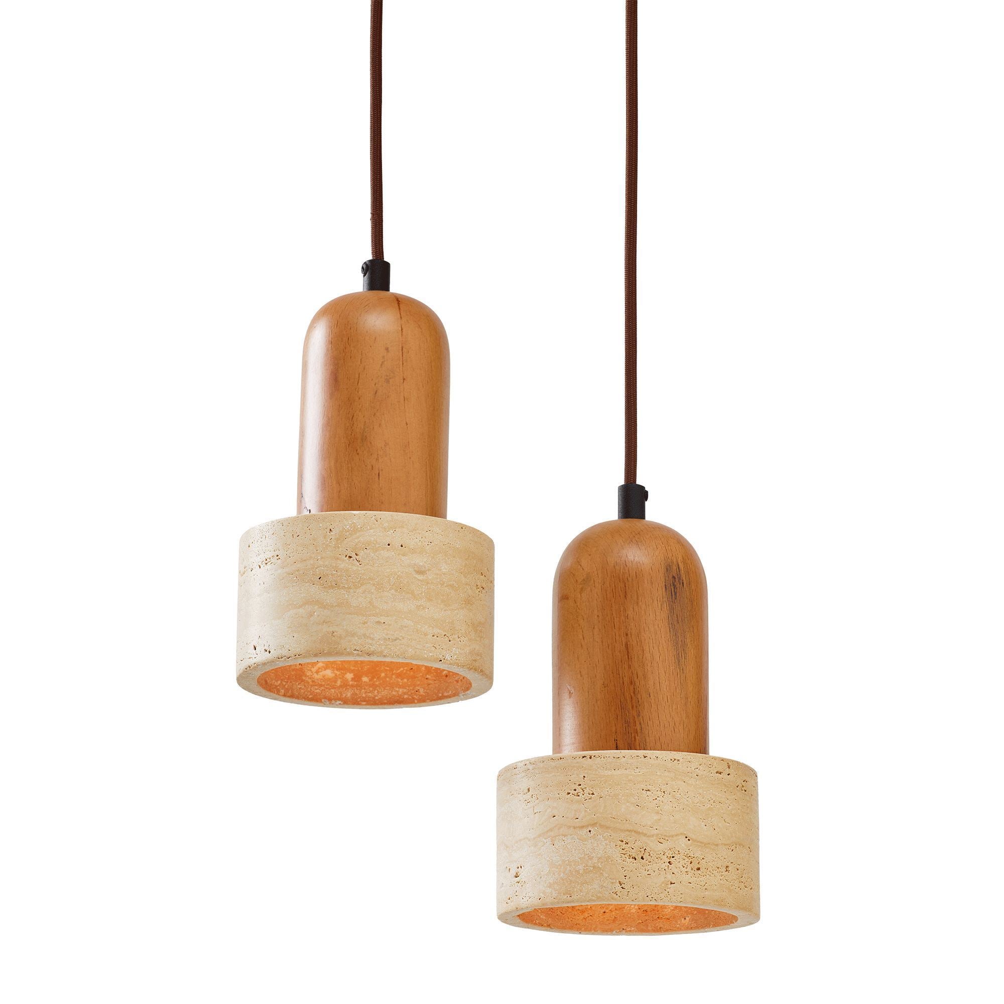 Candeeiro de Teto – 24 - 154 cm – Bege e Carvalho – Folha de Madeira e Metal