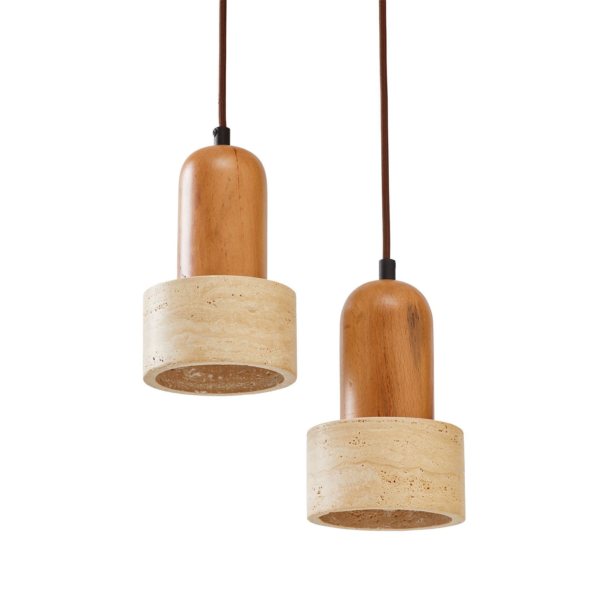 Candeeiro de Teto – 24 - 154 cm – Bege e Carvalho – Folha de Madeira e Metal