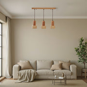 Candeeiro de Teto - 25 - 155 cm - Bege e Carvalho - Folha de Madeira, Metal