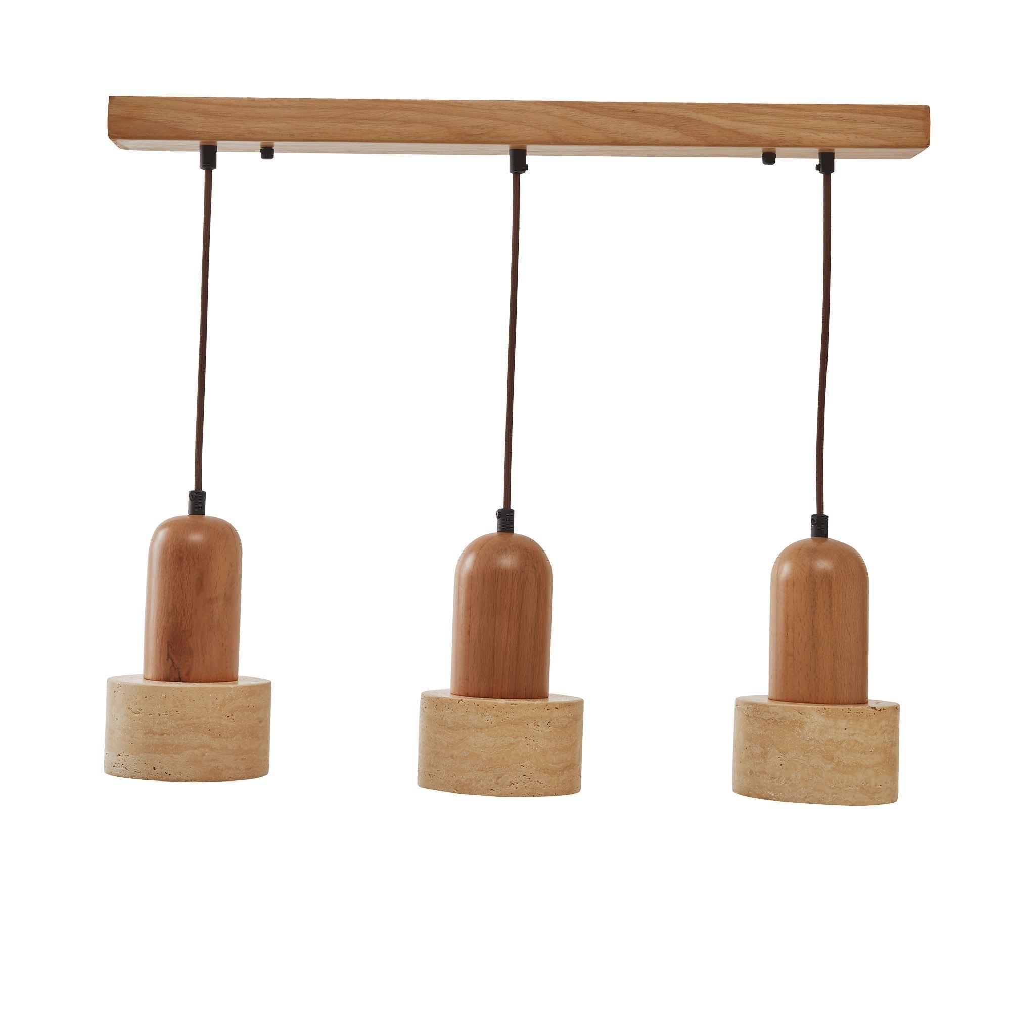 Candeeiro de Teto - 25 - 155 cm - Bege e Carvalho - Folha de Madeira, Metal