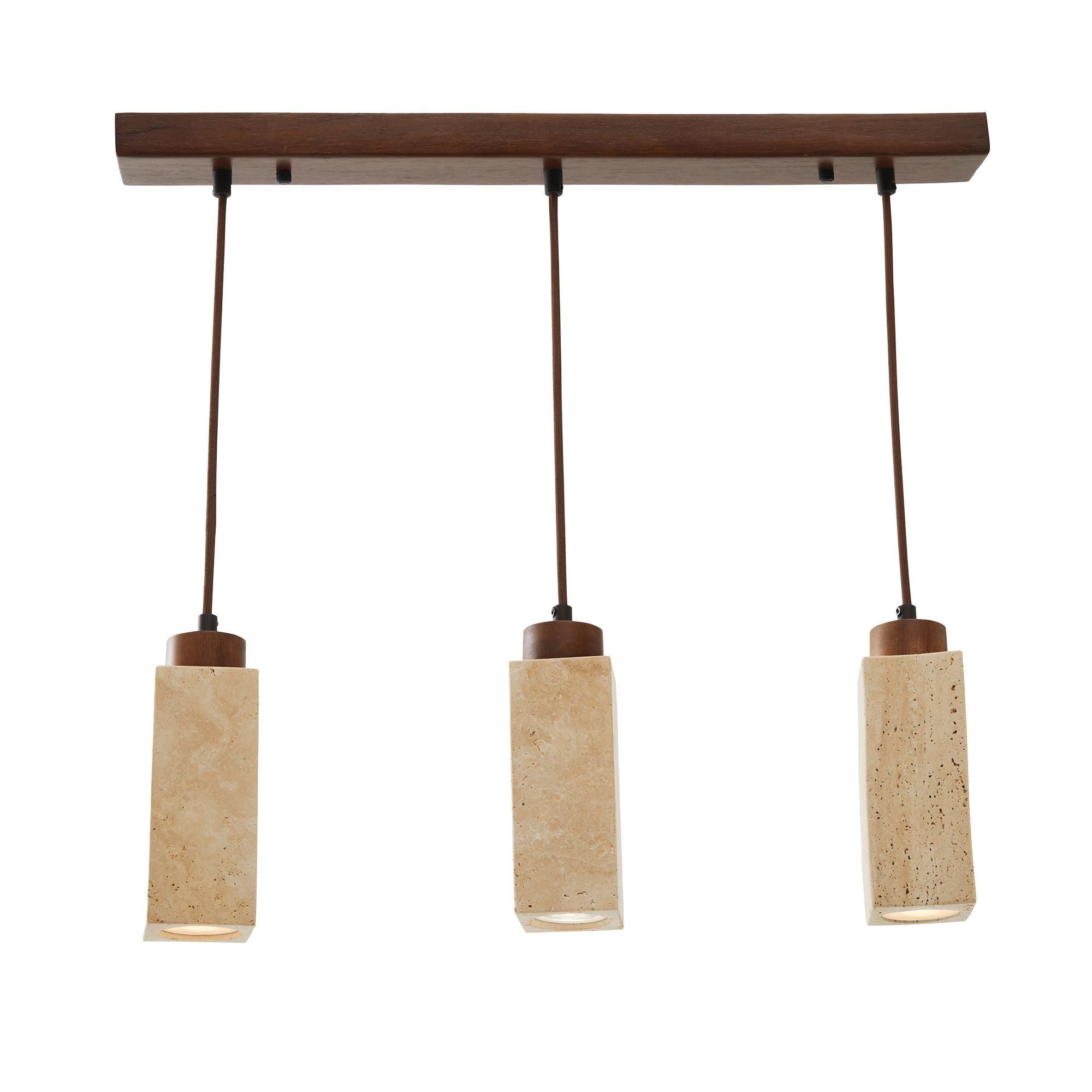 Candeeiro de Teto – 24-154 cm – Bege e Nogueira – Madeira e Metal