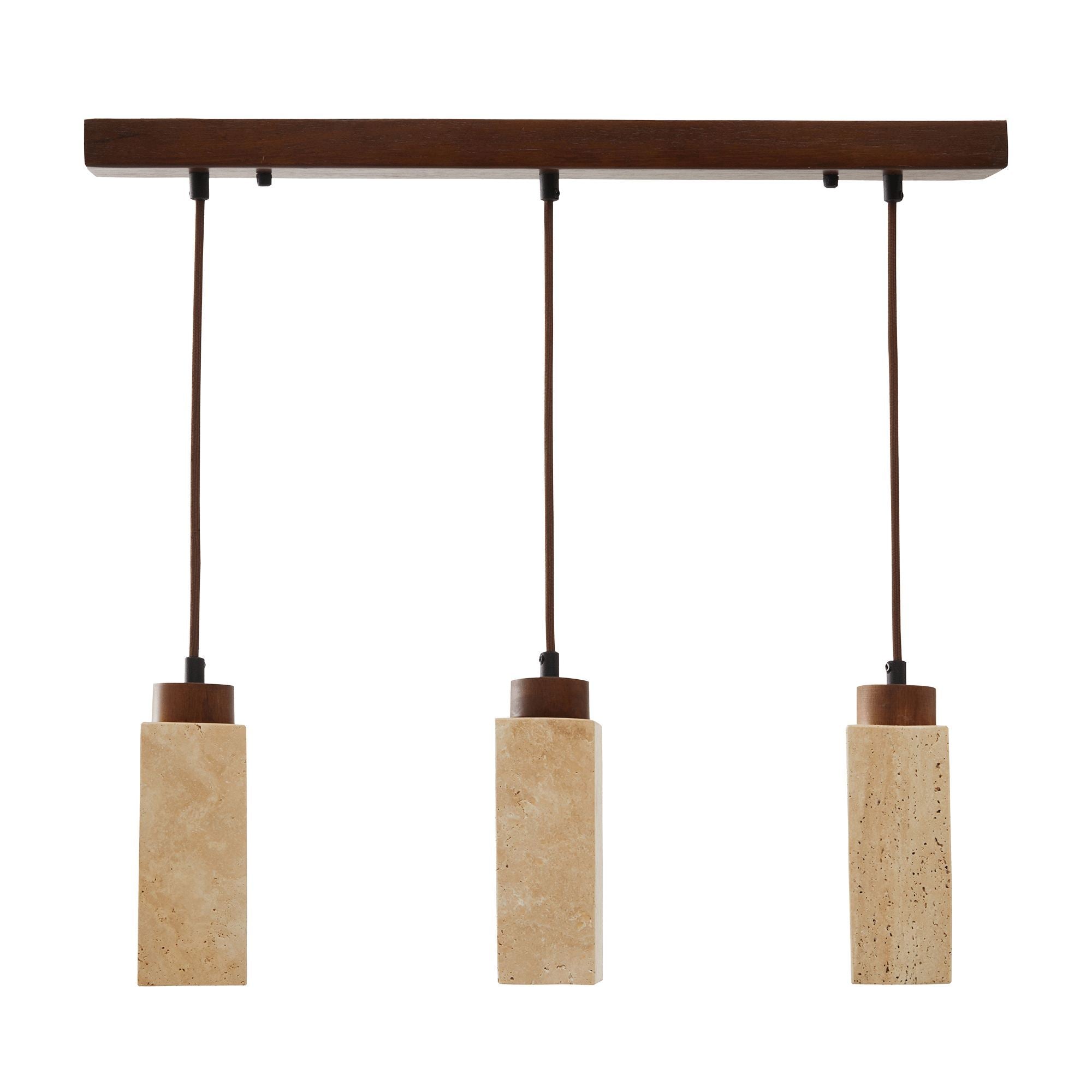 Candeeiro de Teto – 24-154 cm – Bege e Nogueira – Madeira e Metal