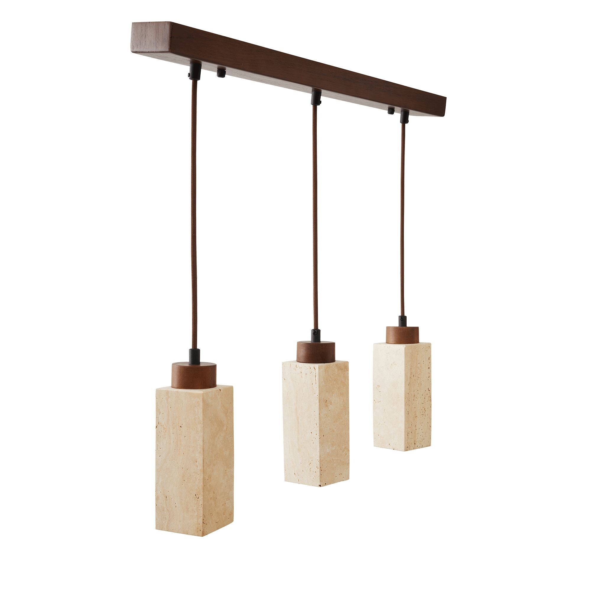 Candeeiro de Teto – 24-154 cm – Bege e Nogueira – Madeira e Metal