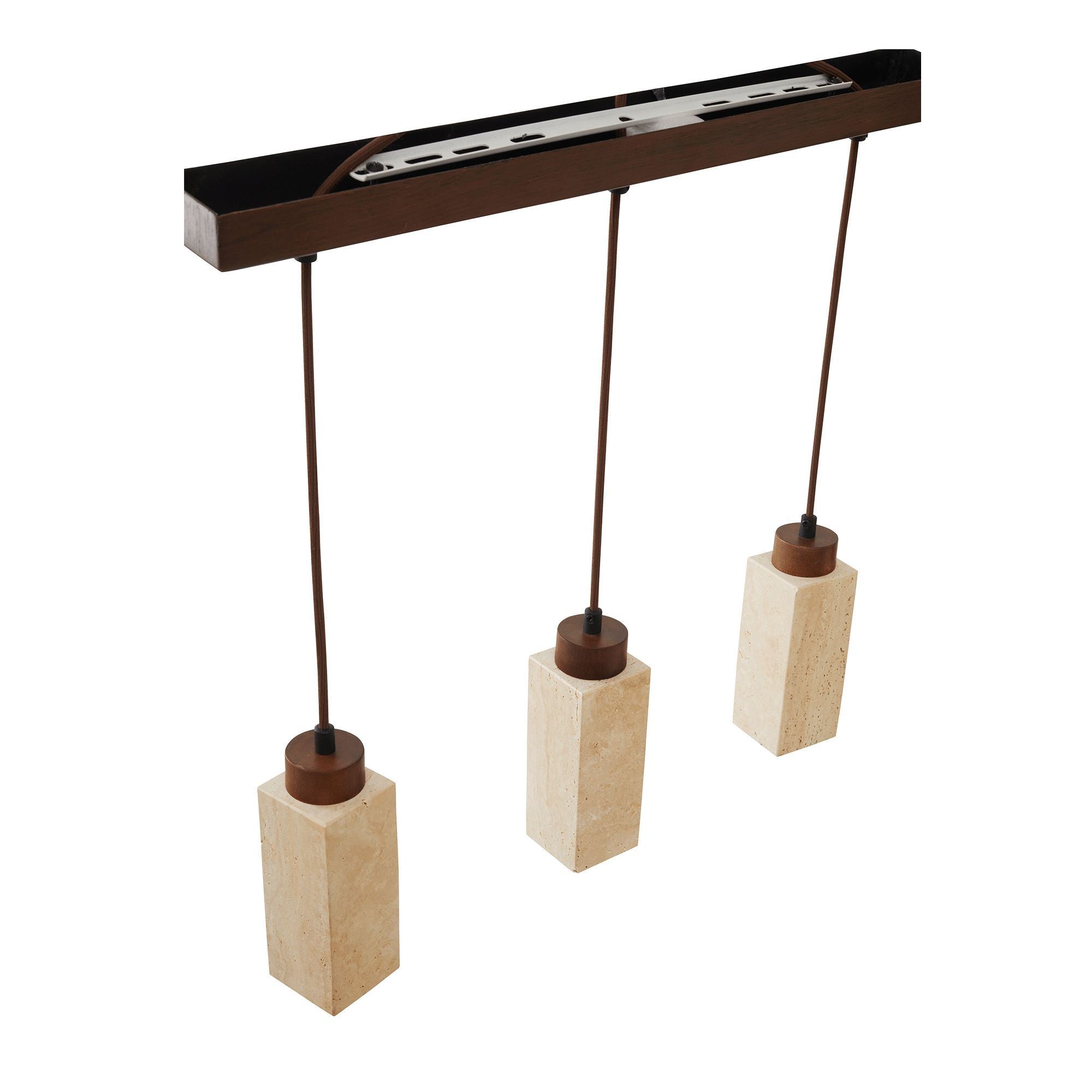 Candeeiro de Teto – 24-154 cm – Bege e Nogueira – Madeira e Metal