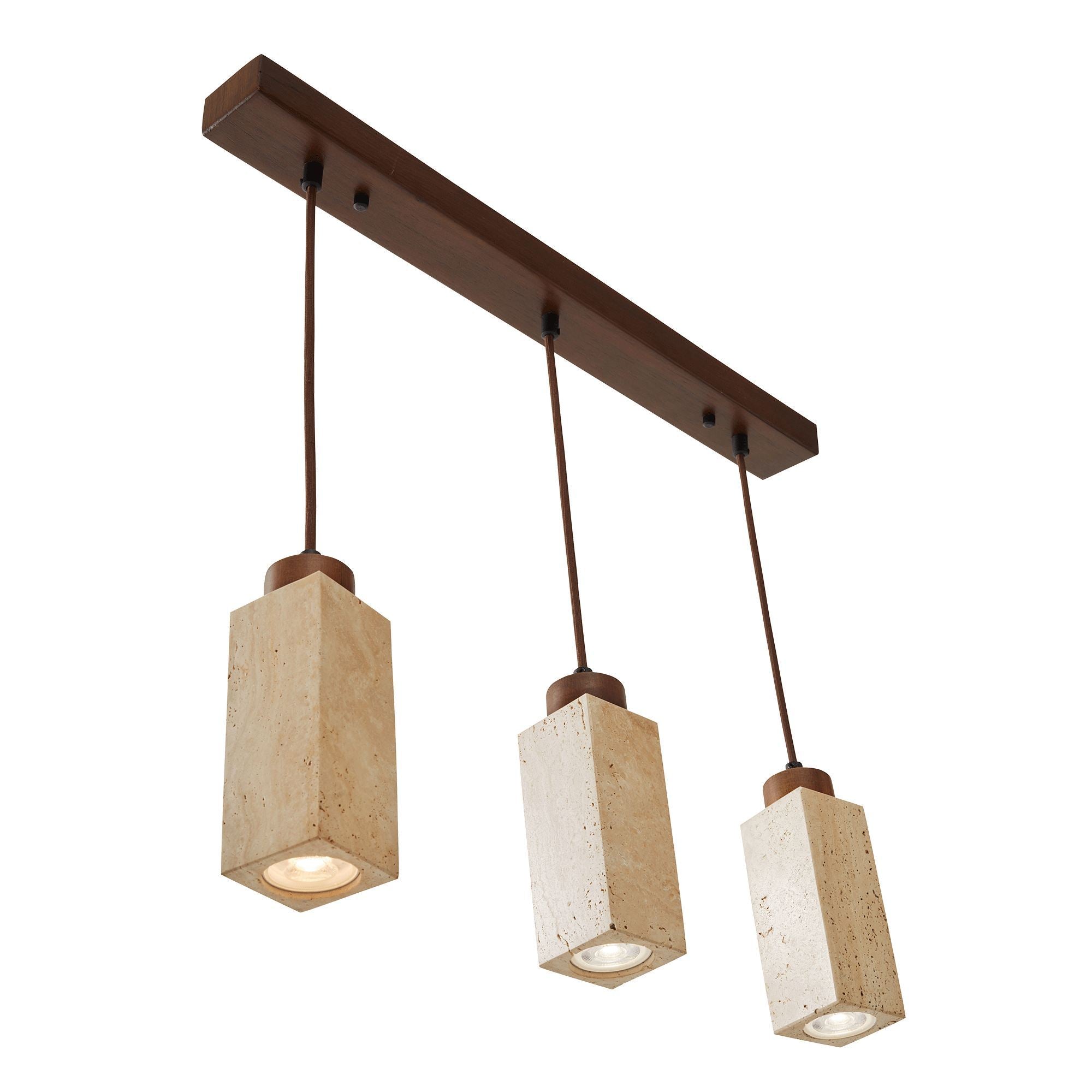 Candeeiro de Teto – 24-154 cm – Bege e Nogueira – Madeira e Metal