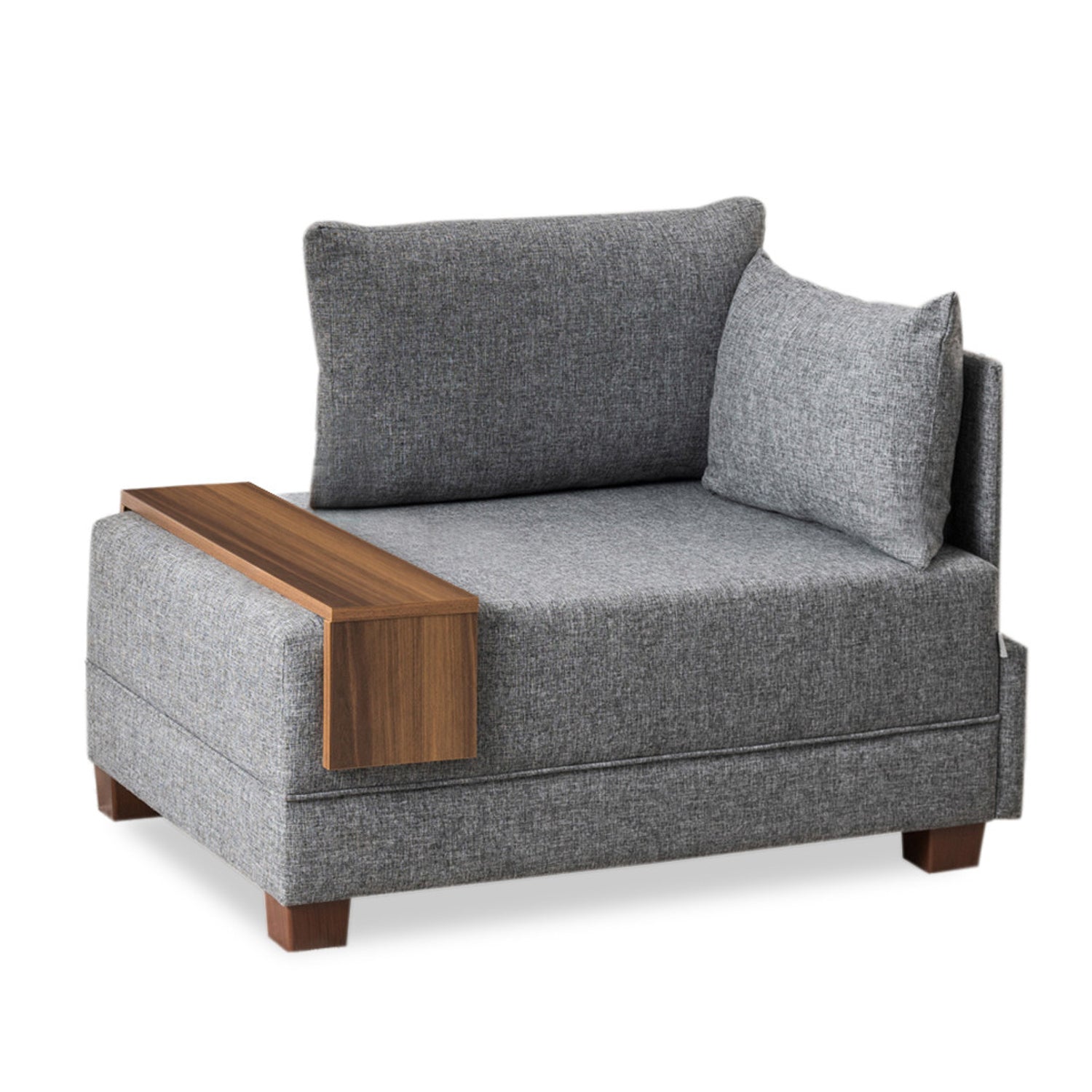 Poltrona elegante de 1 lugar – 100 cm L x 80 cm A x 75 cm P – cinza – madeira/placa de fibra