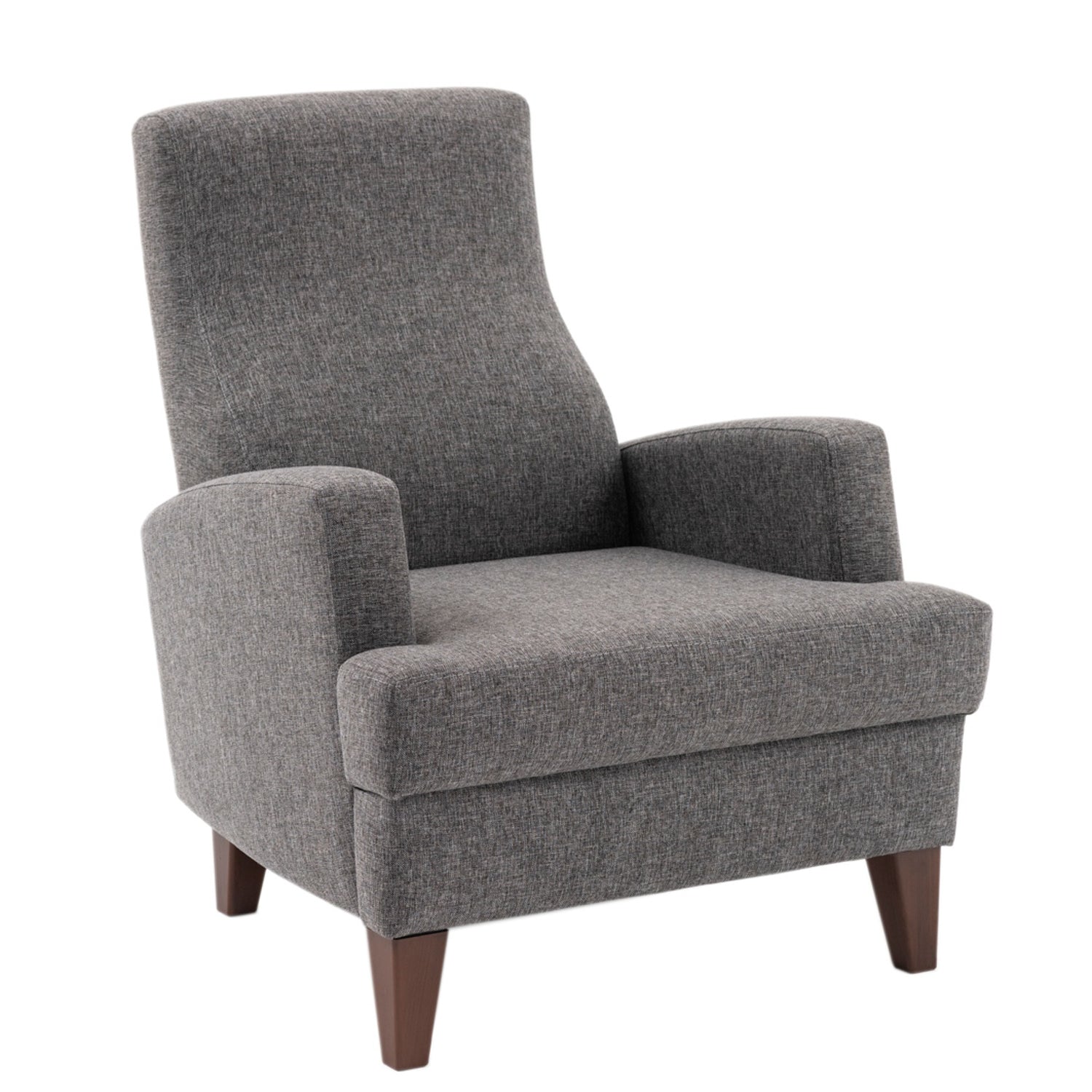 Poltrona Elegante – 76 x 91 x 87 cm – Cinza Escuro – Madeira Maciça e Tecido 100% Poliéster