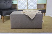 Pufe elegante, marrom, 80 x 42 x 40 cm | Estrutura em madeira de faia, tecido fácil de limpar, capacidade para 150 kg | Perfeito para decoração moderna e escandinava