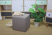 Pufe elegante, marrom, 40x42 cm | Estrutura em madeira de faia, tecido fácil de limpar, capacidade para 150 kg | Design escandinavo moderno para residências e hotéis