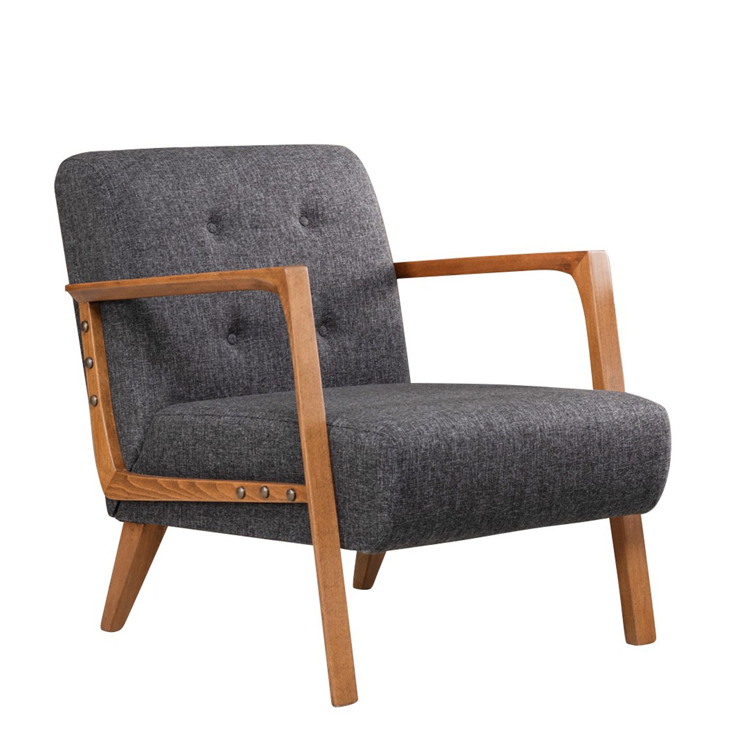 Poltrona moderna – 69x80x83 cm – Cinza escuro – Estrutura de madeira de faia
