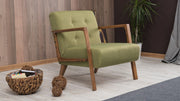 Poltrona moderna – 69x80x83 cm – Verde – 100% poliéster, madeira de faia, nogueira