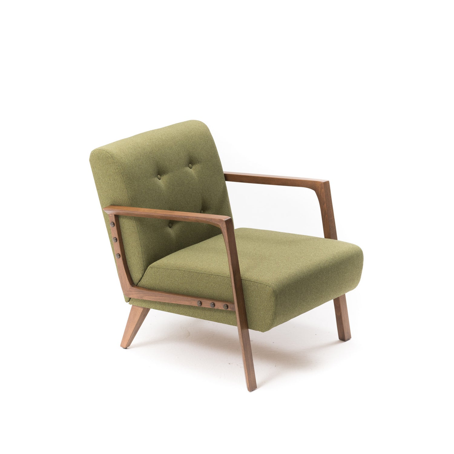Poltrona moderna – 69x80x83 cm – Verde – 100% poliéster, madeira de faia, nogueira