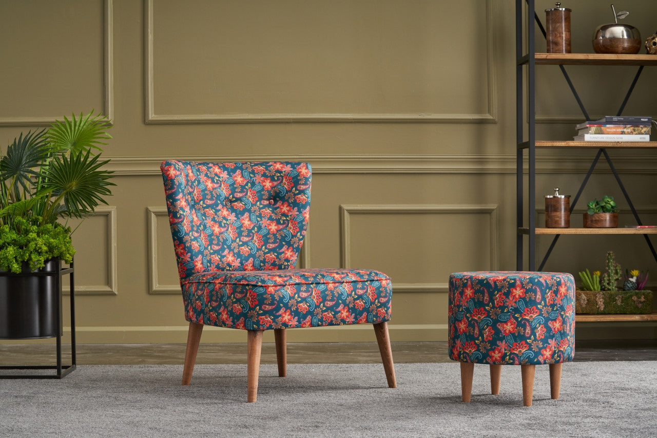 Poltrona com Asa – 65x80x65 cm – 100% Poliéster – Madeira de Carvalho