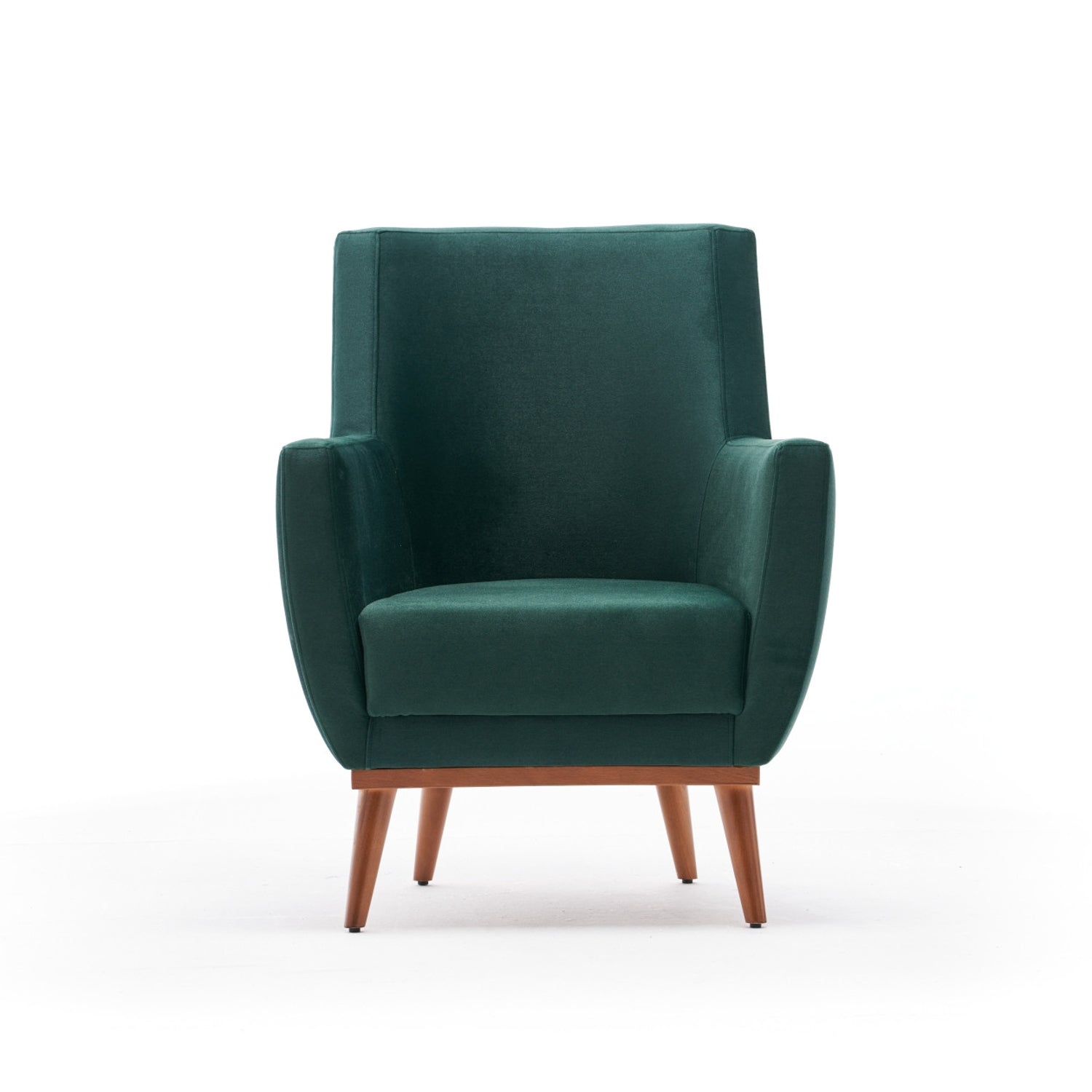 Poltrona Elegante Verde, Tecido de Veludo, Estrutura de Madeira de Carpa, 74x80x75 cm | Assento de Espuma DNS 32, Fácil de Limpar | Perfeita para Decoração Moderna de Casas e Hotéis