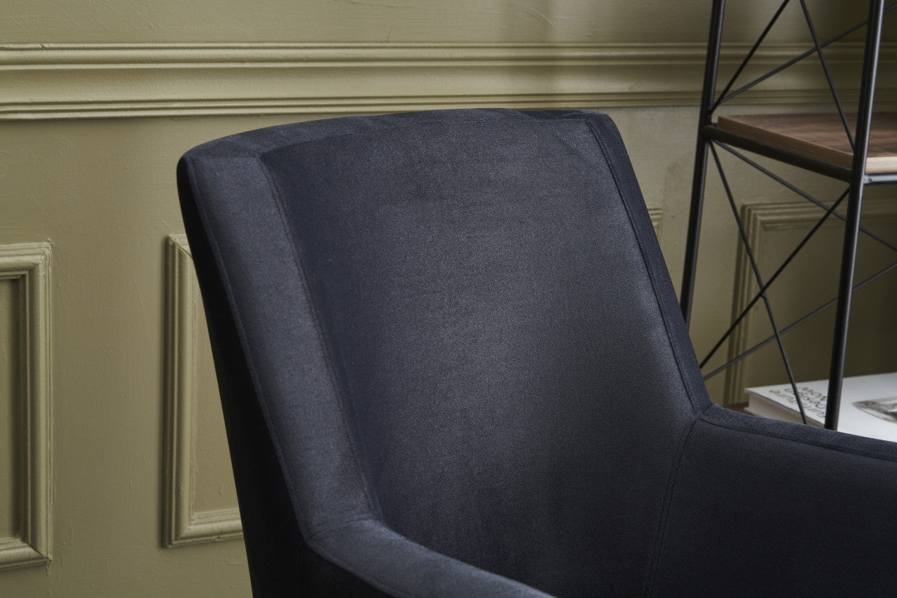 Poltrona Elegante, Veludo Antracite, 74 x 80 x 75 cm | Estrutura de Carpa, Pernas de Madeira de Faia, Espuma DNS 32 | Design Escandinavo Moderno, Fácil de Limpar